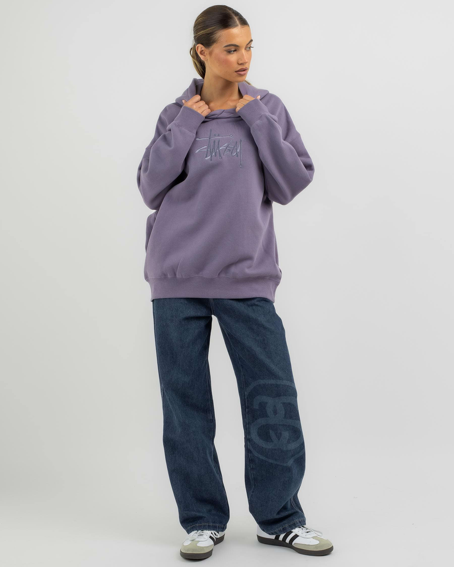 Shop Stussy Graffiti Embroidery Oversized Hoodie In Mauve - Fast ...