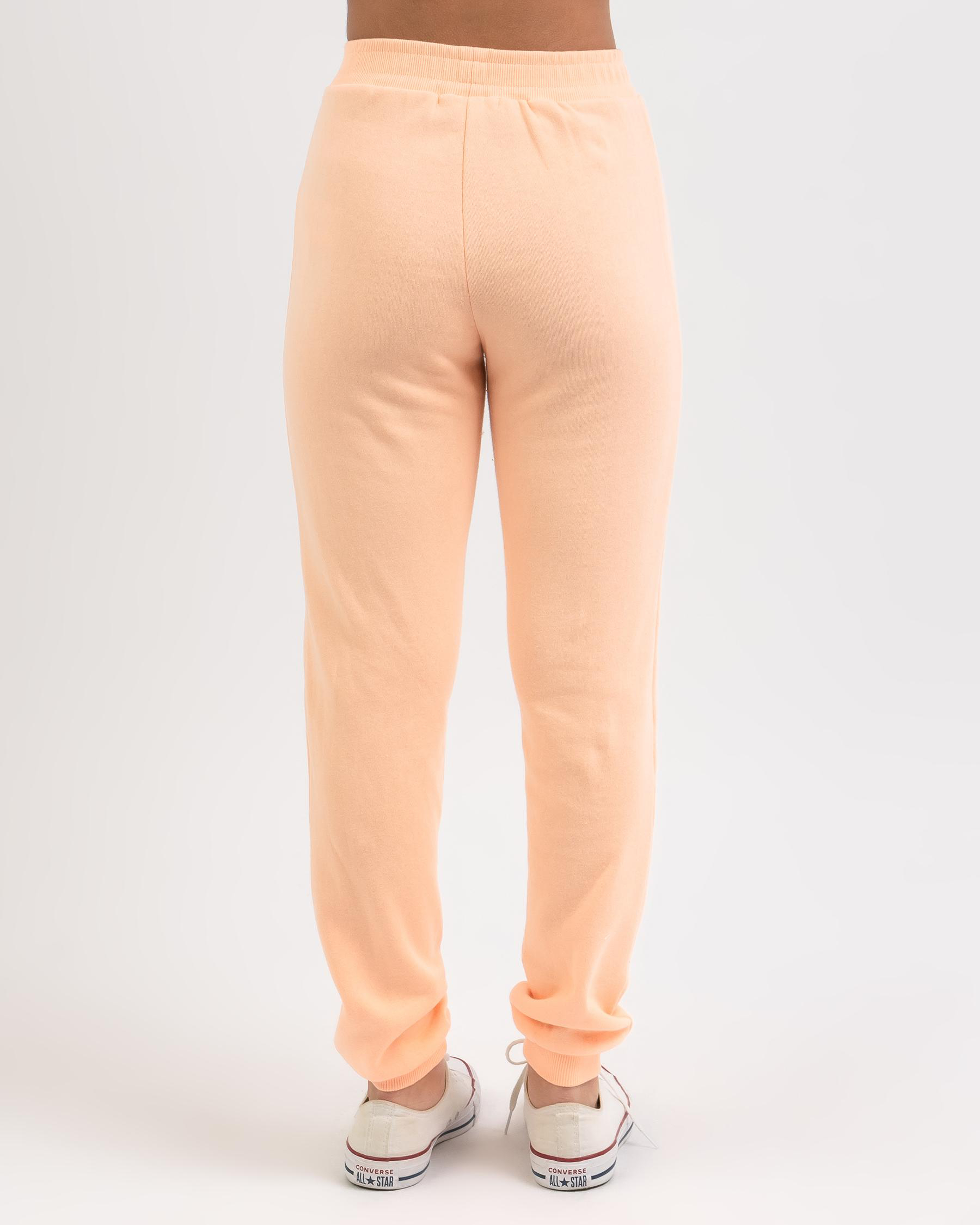 Women's Peach Mid-Rise Regular Fit Cotton Track Pant