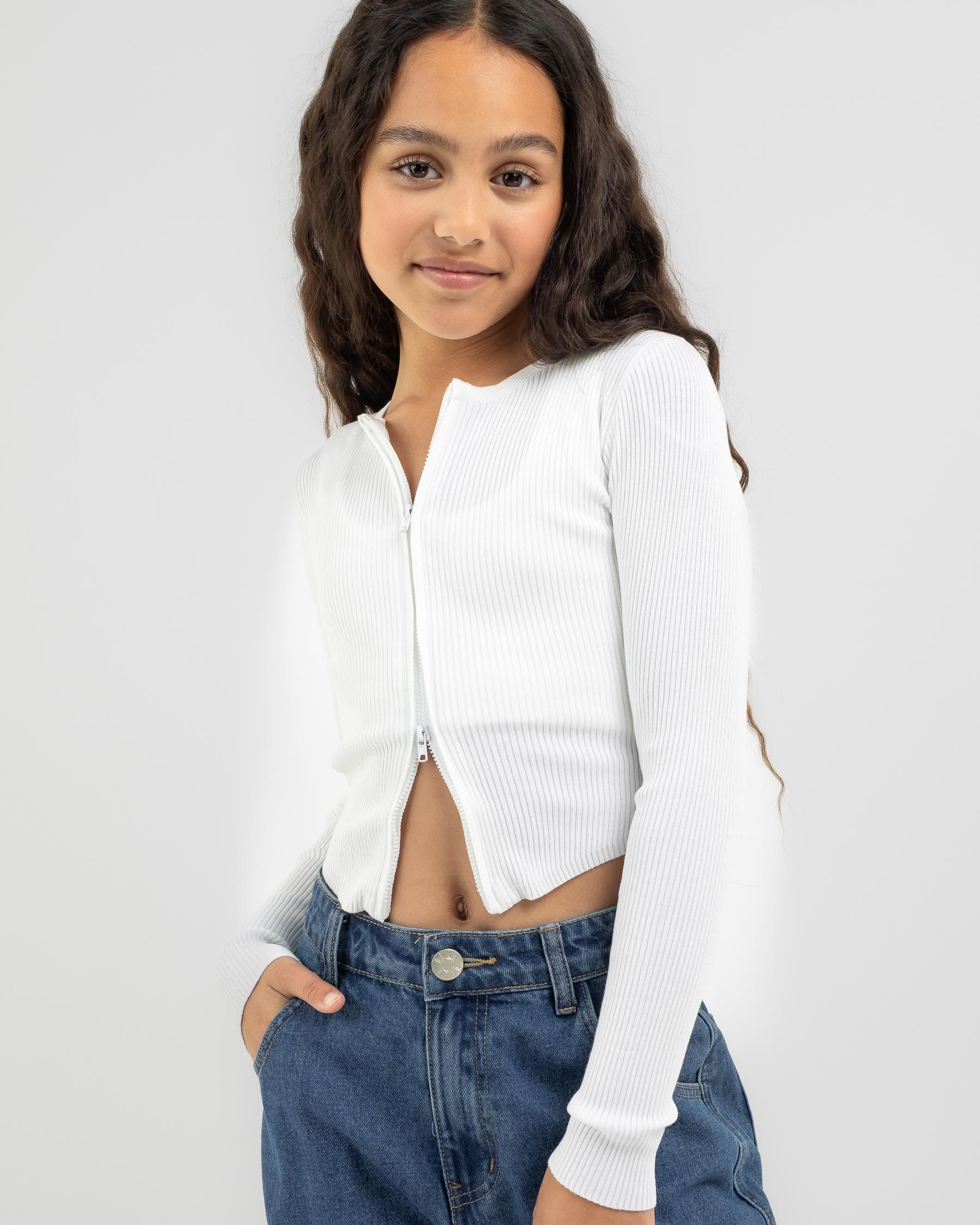 Shop Ava And Ever Girls' Chemistry Double Zip Knit Top In White - Fast ...