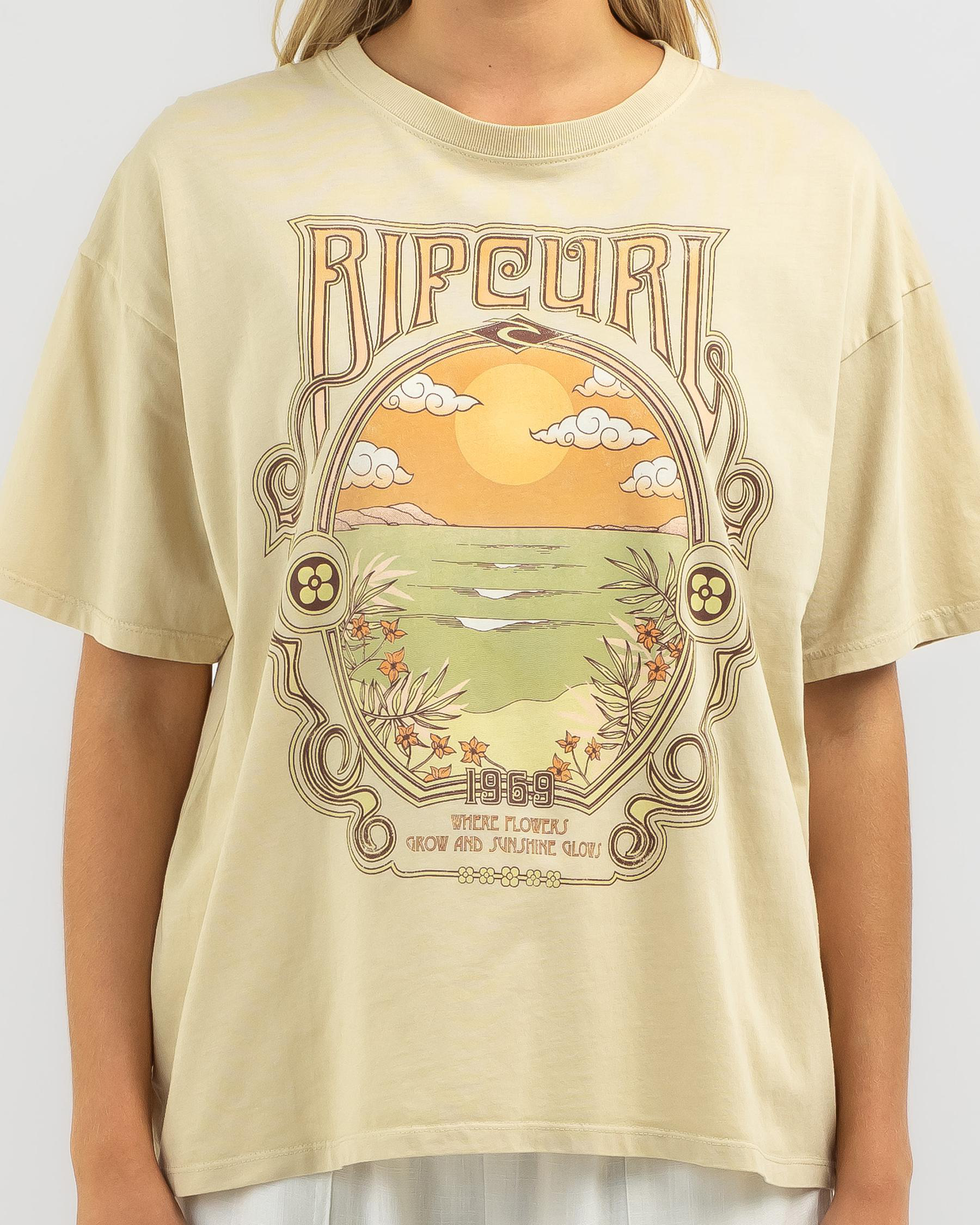 Shop Rip Curl Glow Heritage T-Shirt In Natural - Fast Shipping & Easy ...