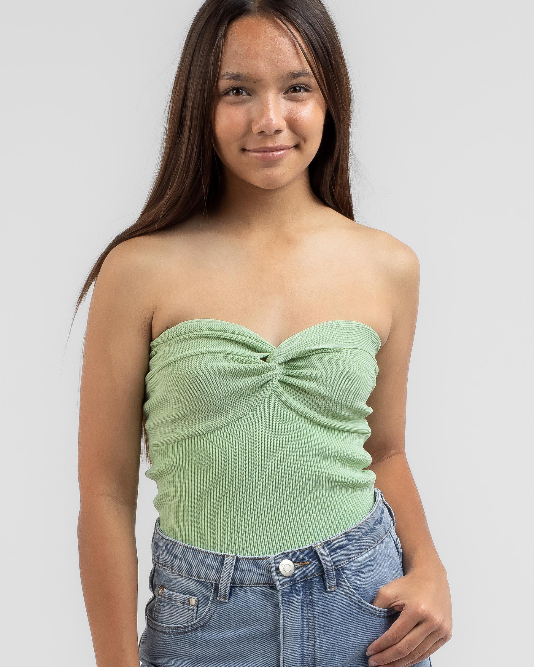 Girls' Bianca Knit Tube Top In Sage | City Beach Australia