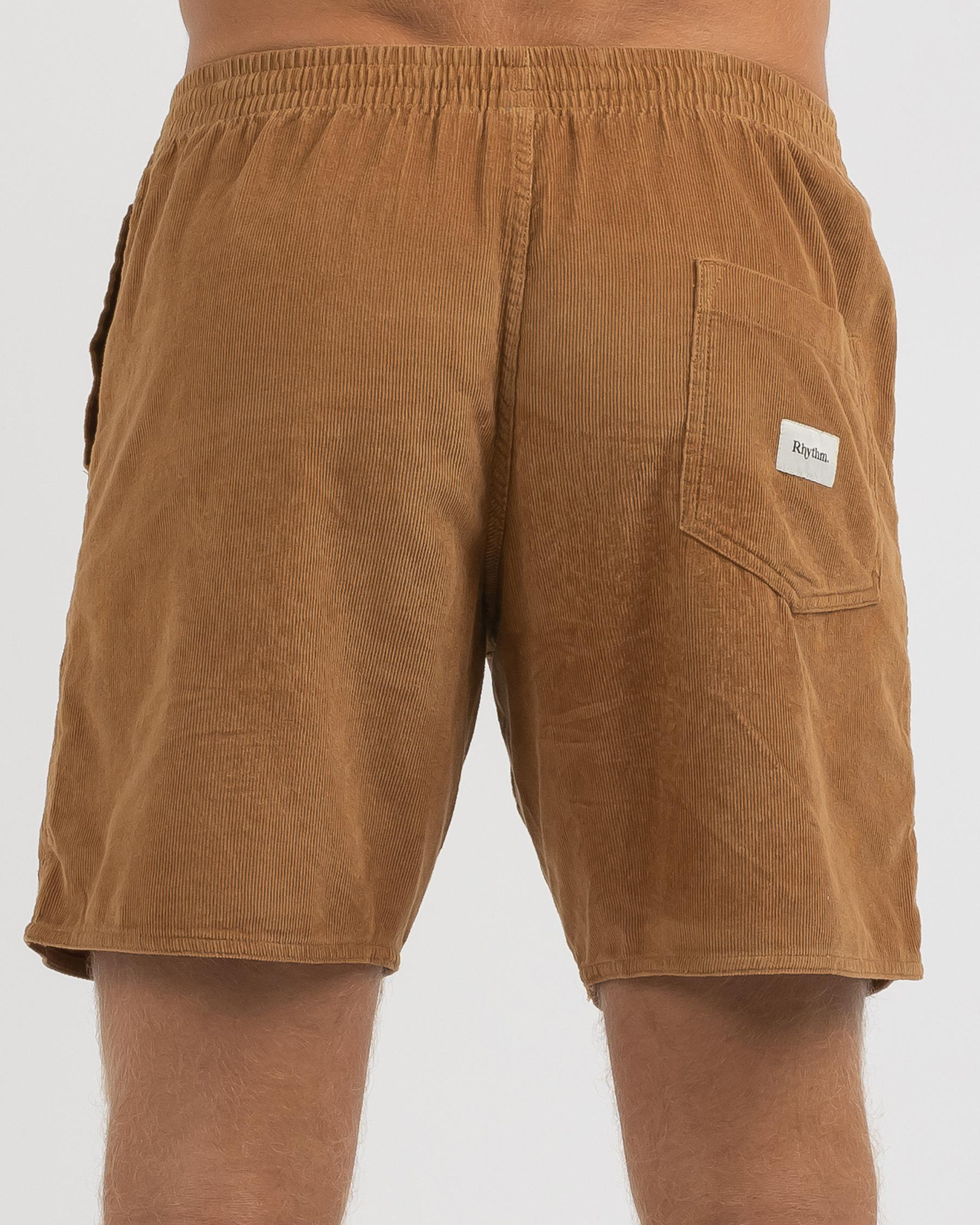 Shop Rhythm Classic Cord Jam Walk Shorts In Tobacco Fast Shipping