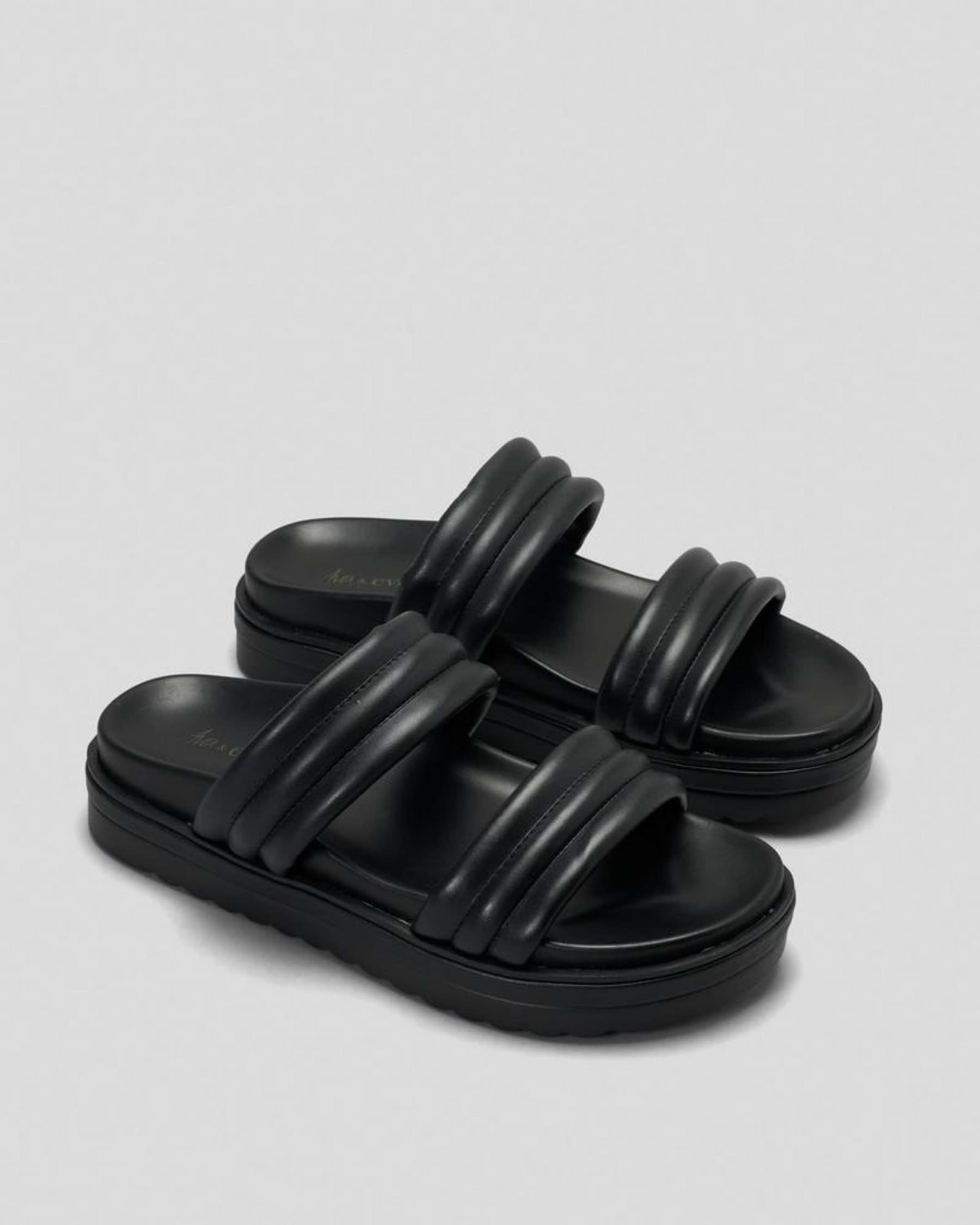 Ava And Ever Rhodes Slide Sandals In Black - Fast Shipping & Easy ...