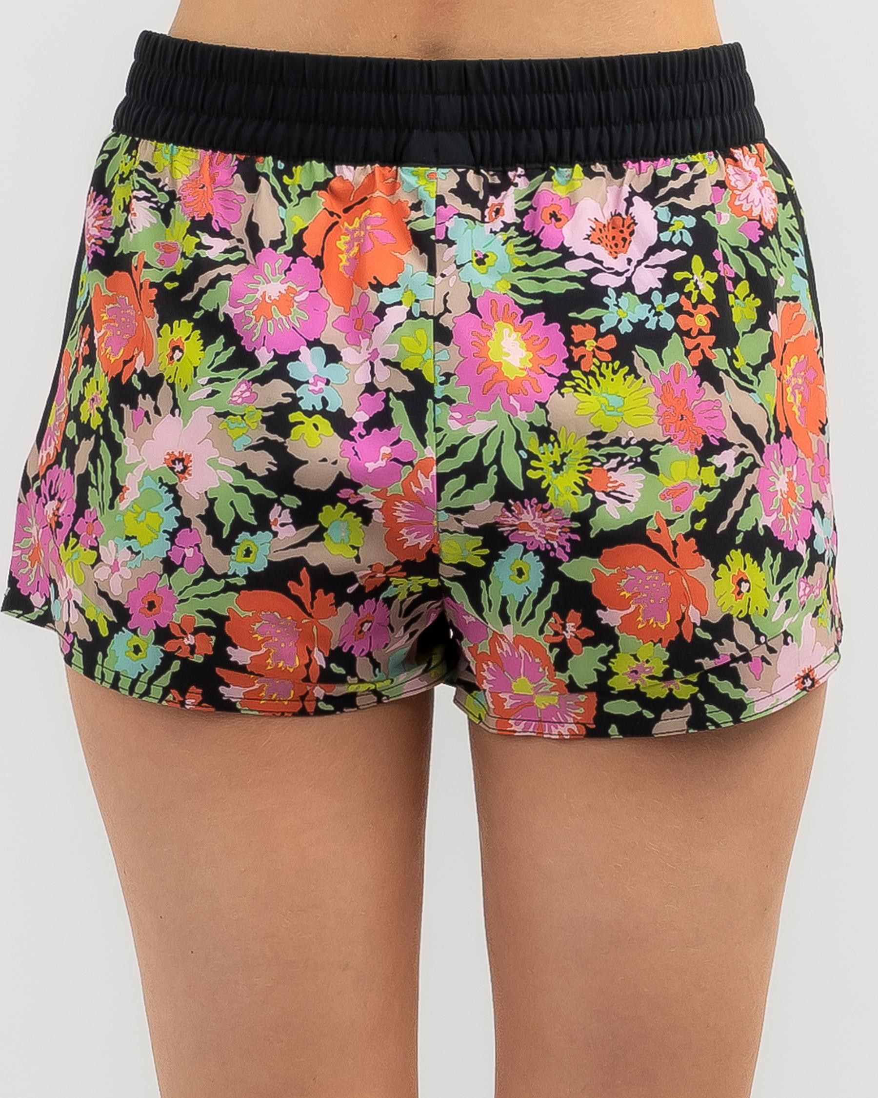 Roxy Active Board Shorts In Anthracite Floral Escape - Fast Shipping ...