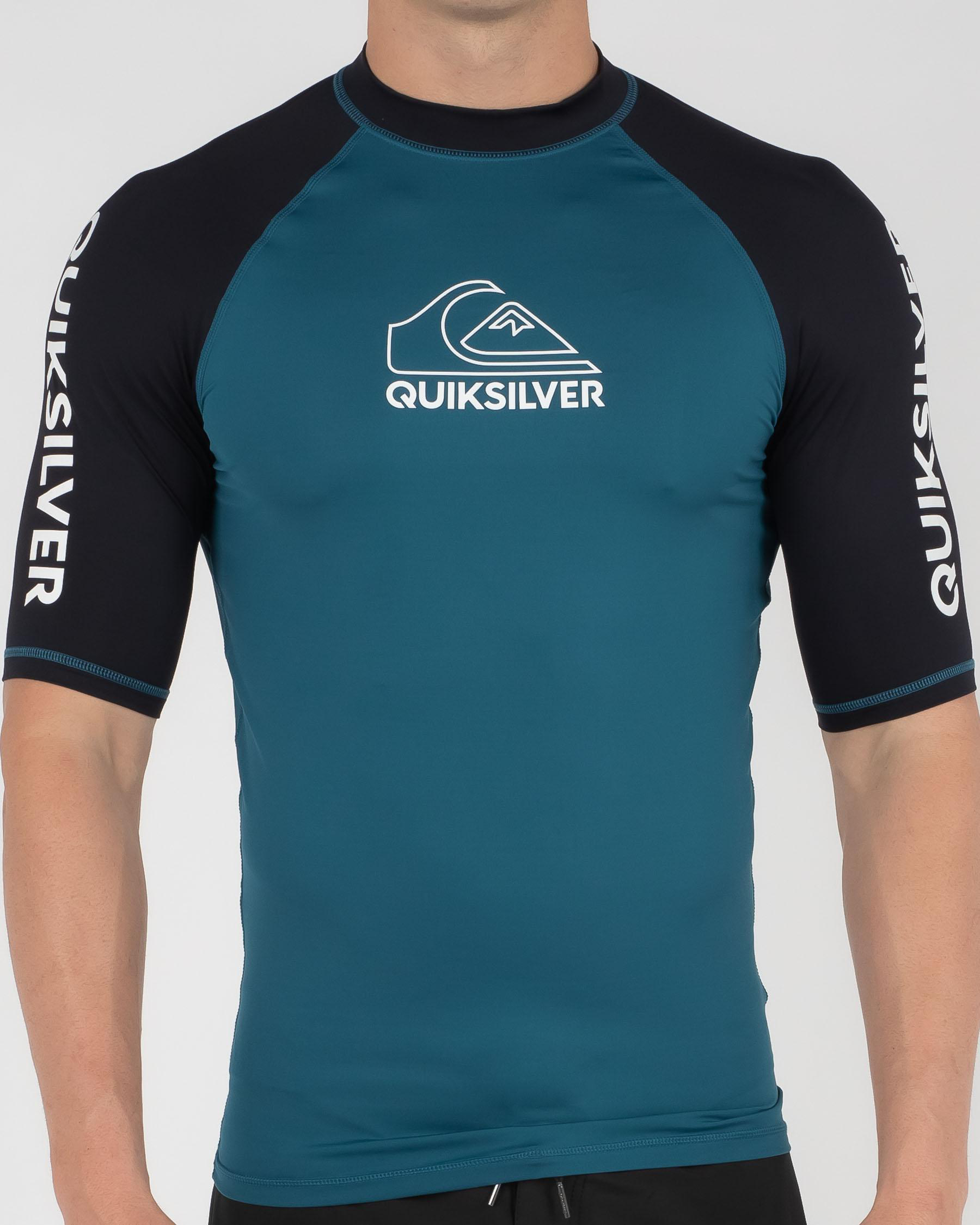Shop Quiksilver On Tour Short Sleeve Rash Vest In Blue Coral Fast