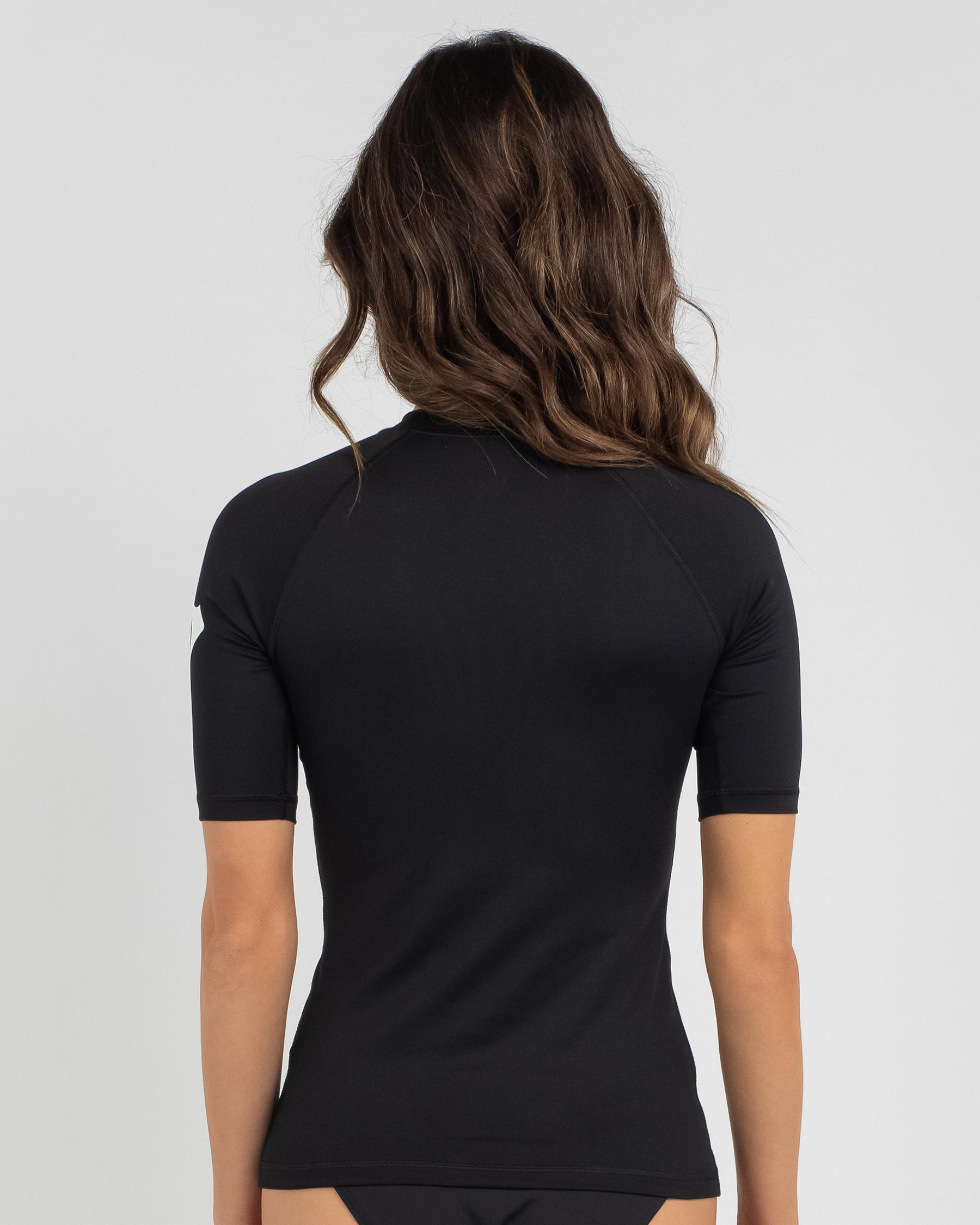 Shop Roxy Sunset Haze Short Sleeve Rash Vest In Anthracite - Fast ...