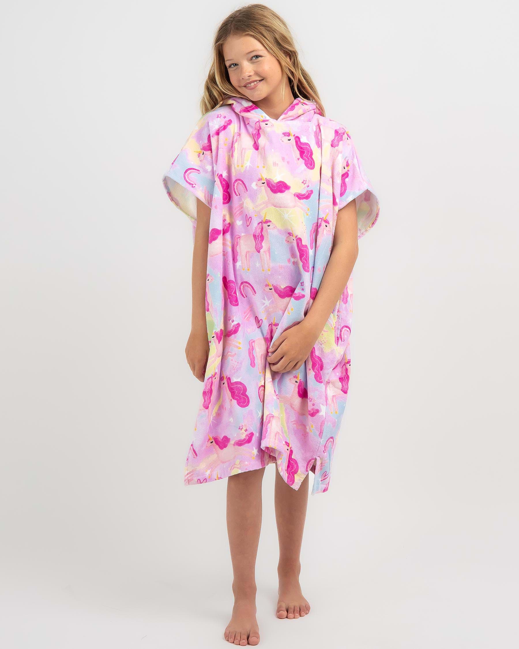 Shop Topanga Girls' Unicorn Dreams Hooded Towel In Rainbow - Fast ...