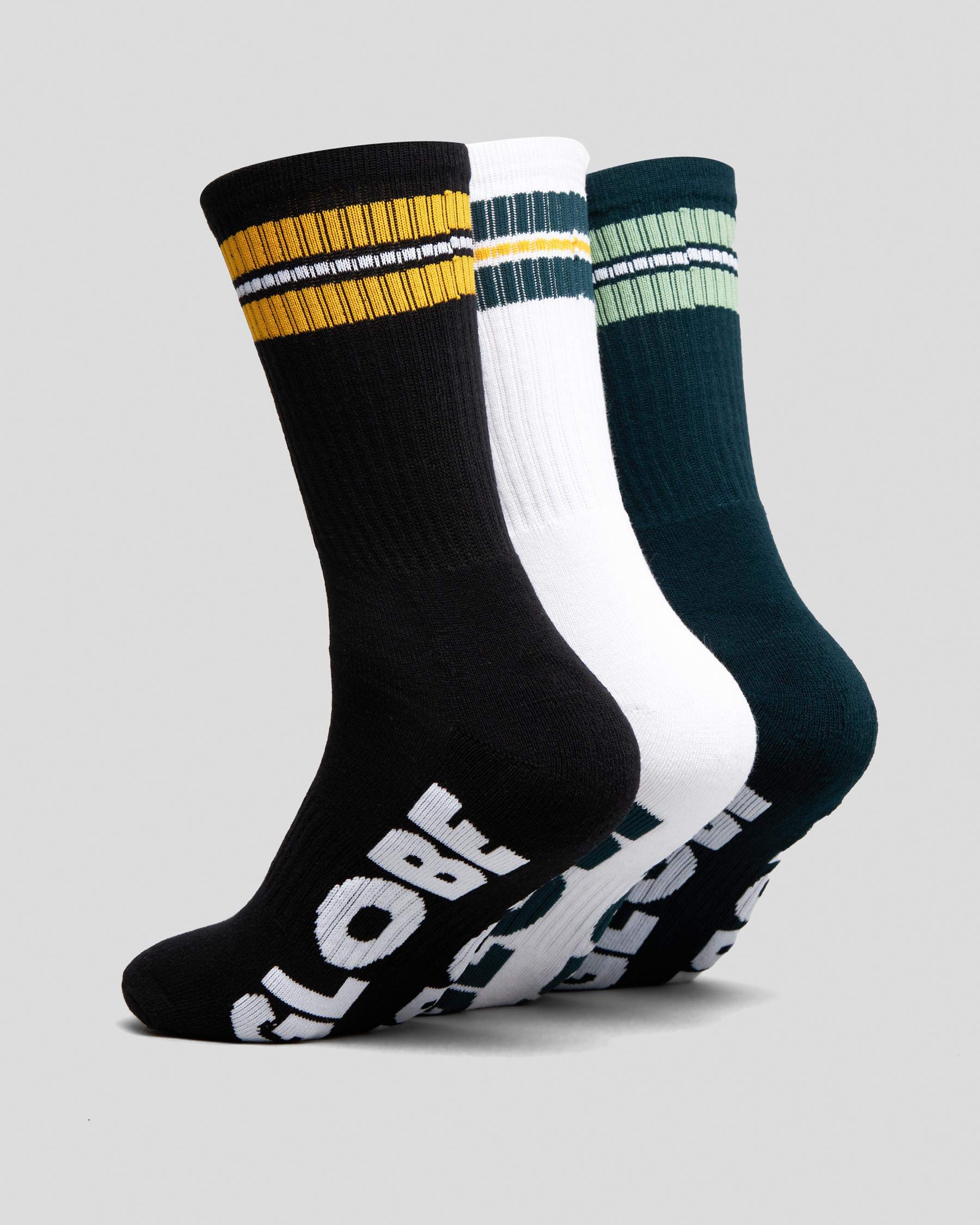 Shop Globe Off Course Crew Socks 3 Pack In Assorted - Fast Shipping ...