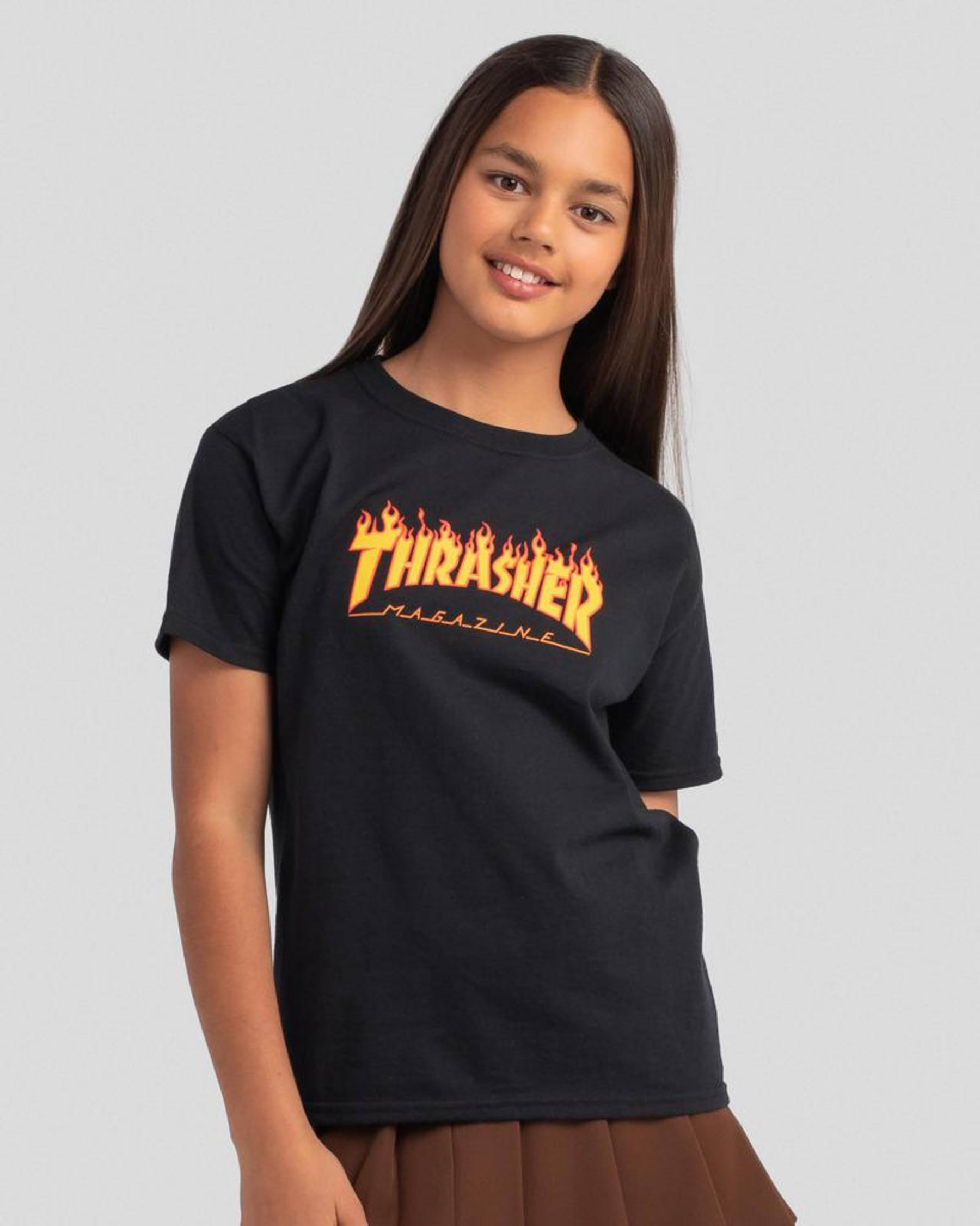 Thrasher Blue Flame Shirt High-Quality Printed Brand