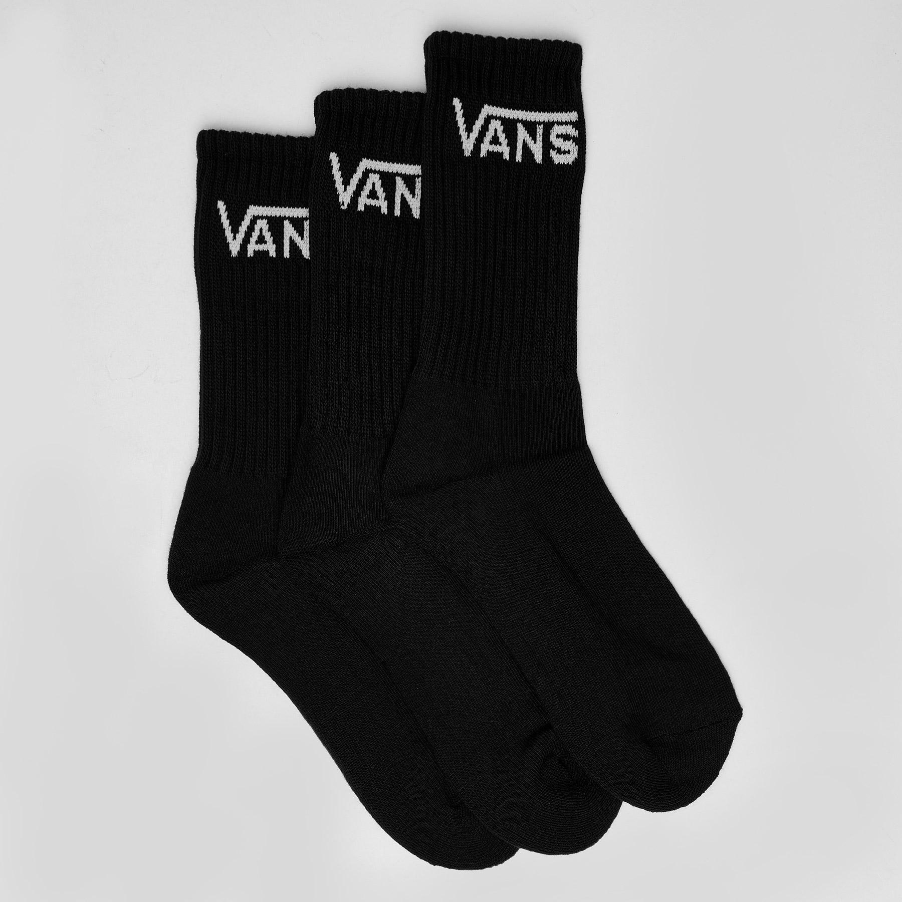 Vans Classic Crew Socks 3 Pack S/M In Black - Fast Shipping & Easy ...