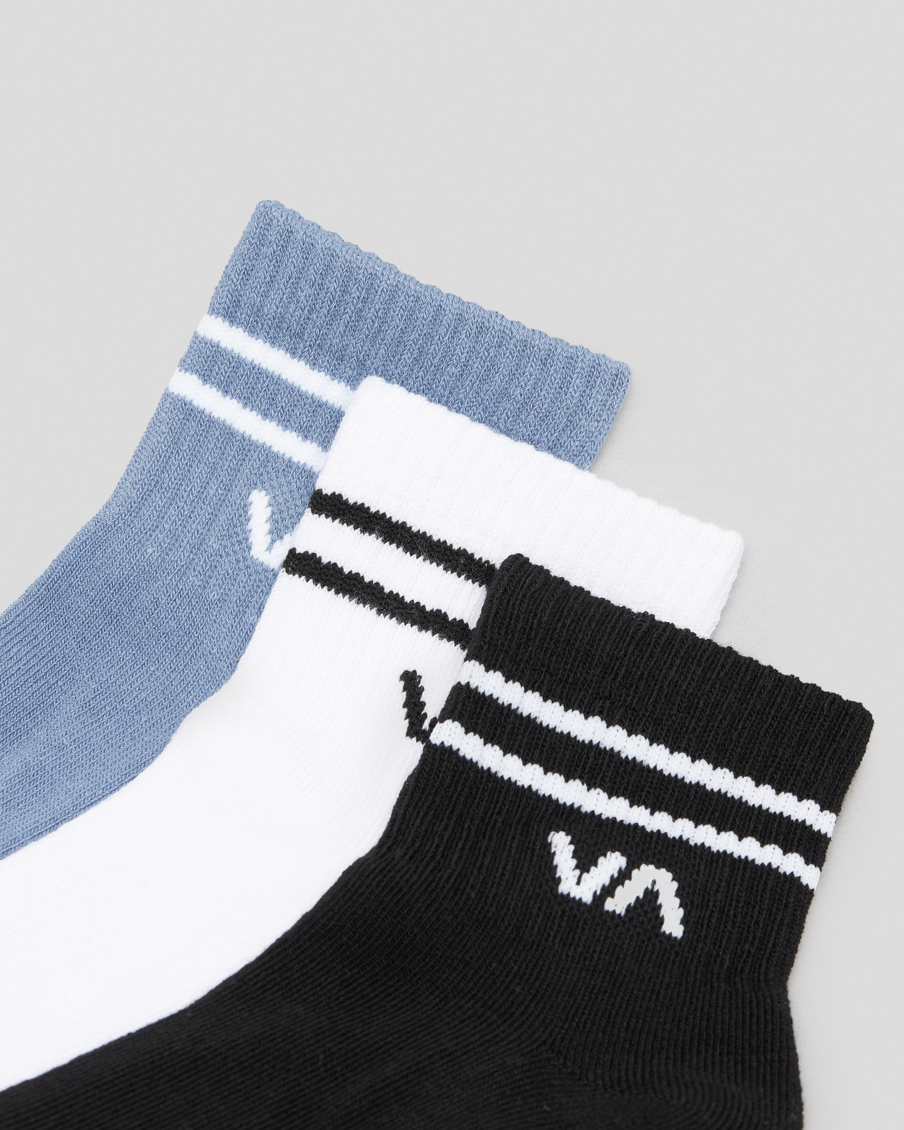RVCA Womens VA Mini Crew Sock Pack In Ash Blue FREE* Shipping & Easy