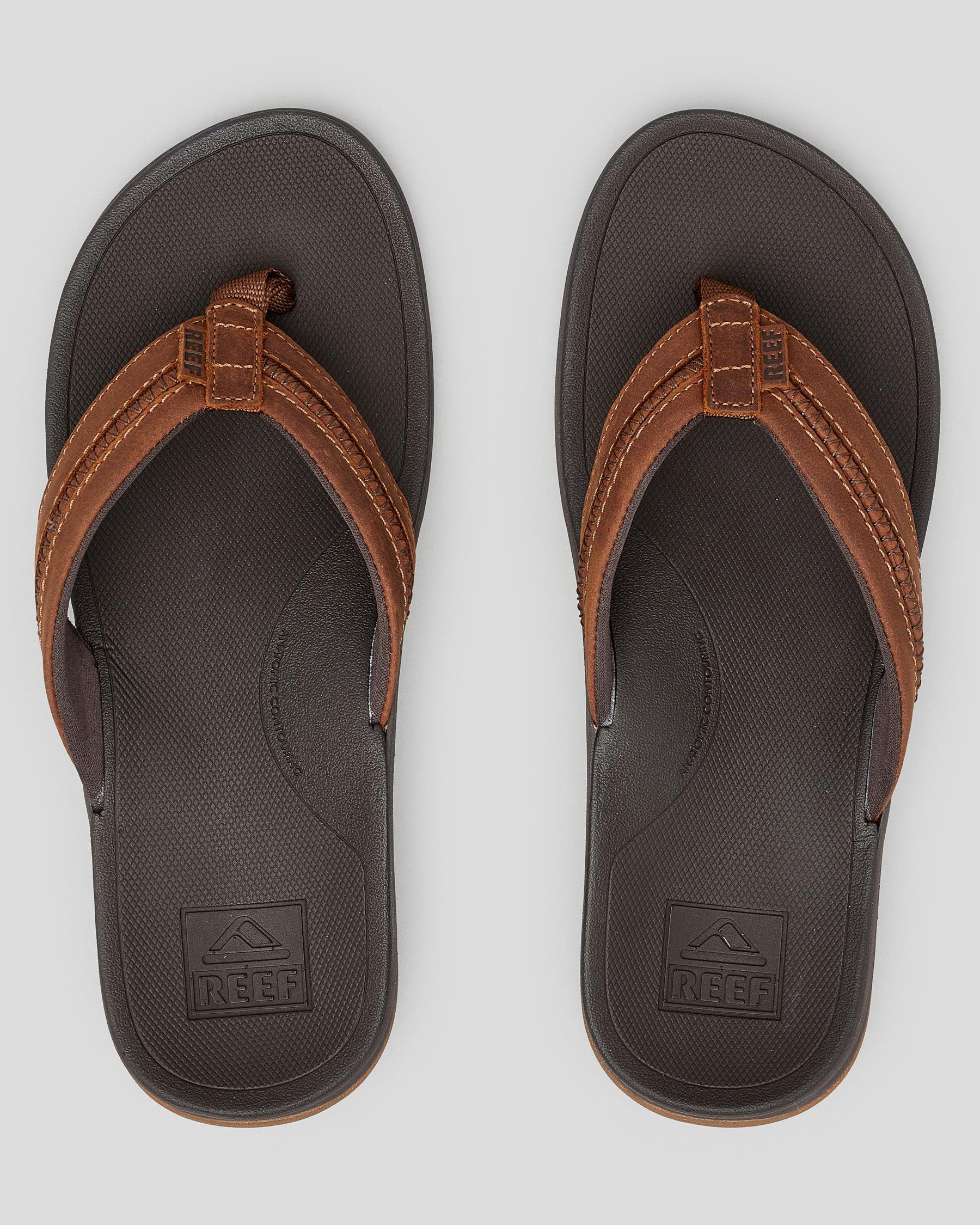Reef Leather Ortho Coast Thongs In Dark Brown - Fast Shipping & Easy ...