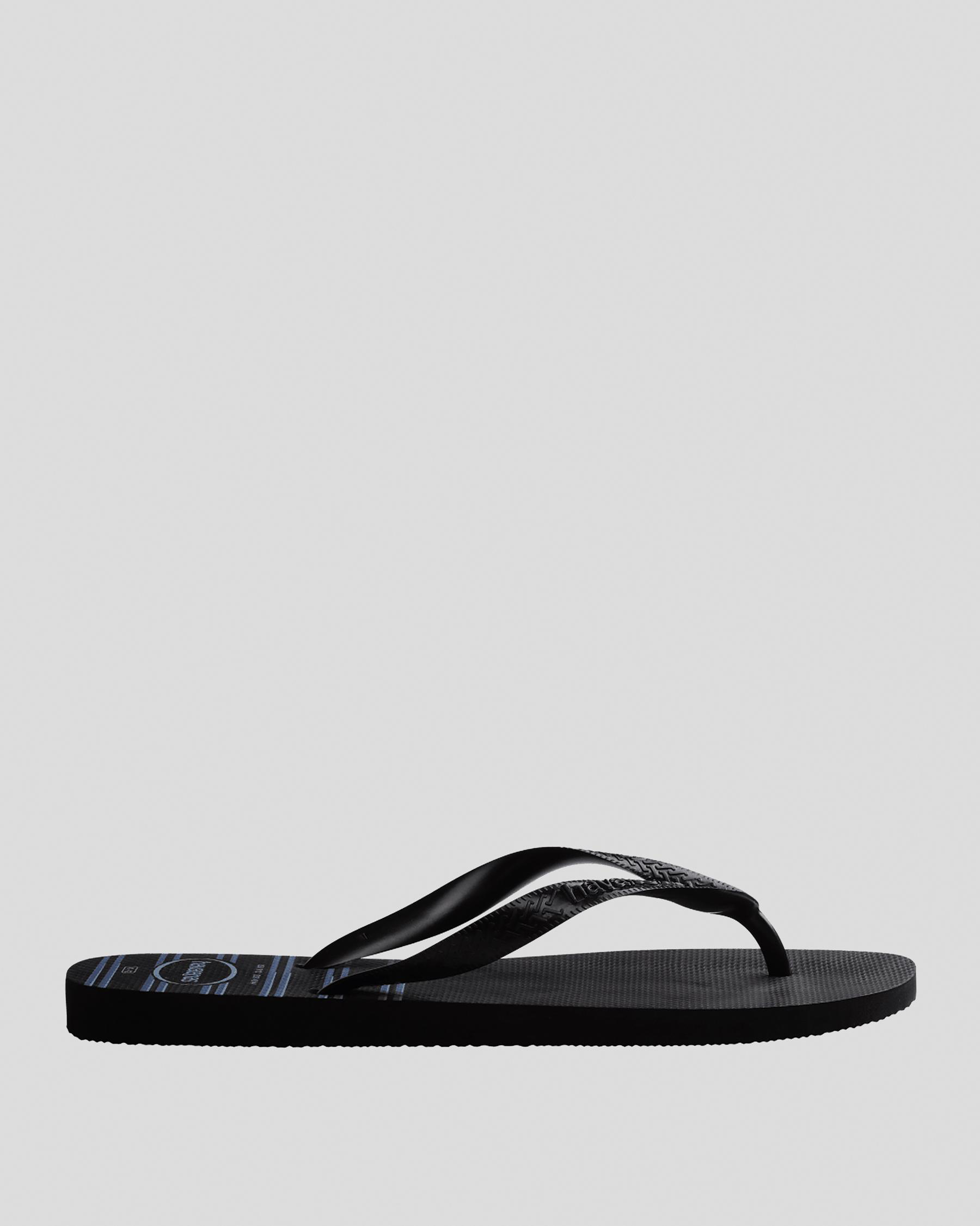 Havaianas Top Basic Thongs In Black/black/blue - Fast Shipping & Easy ...