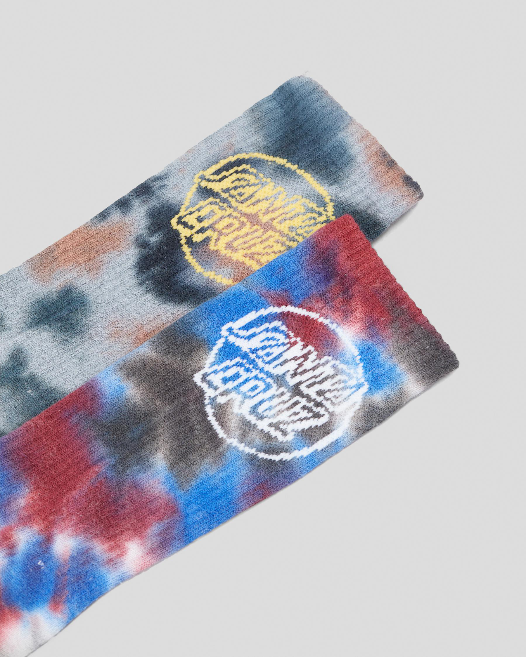 Santa Cruz Opus Dot Sock 2 Pack In Multi Tie Dye FREE* Shipping