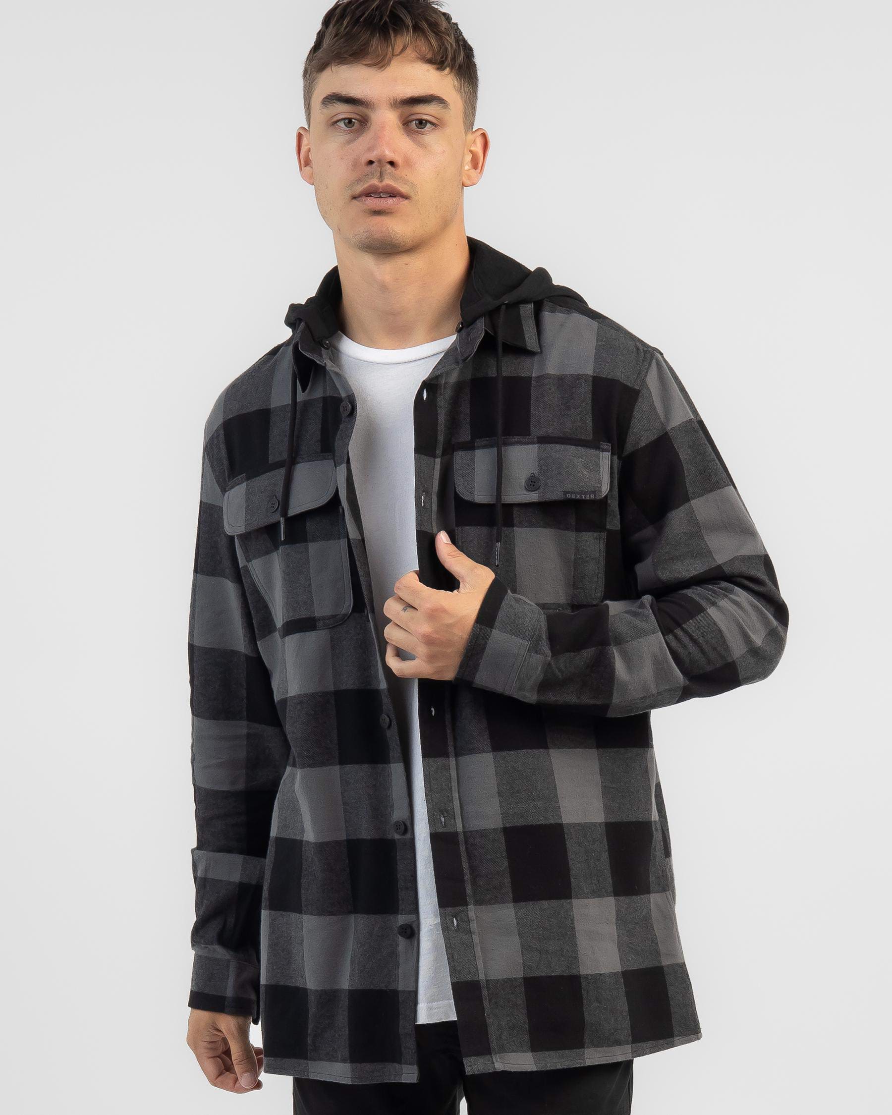 Dexter Chaser Hooded Flanno In Black Check - Fast Shipping & Easy ...