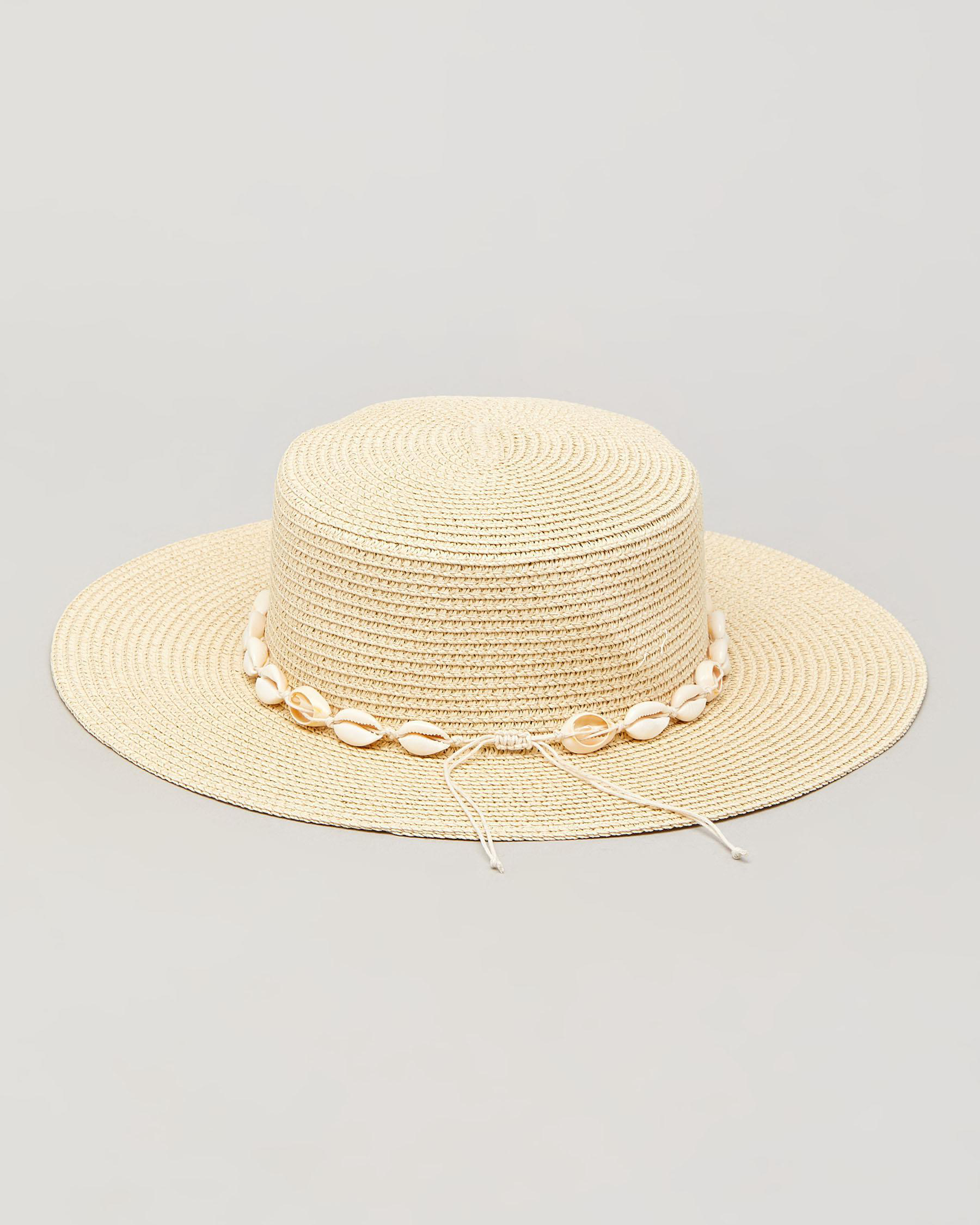 Shop Mooloola Shell Boater Hat In Natural - Fast Shipping & Easy ...