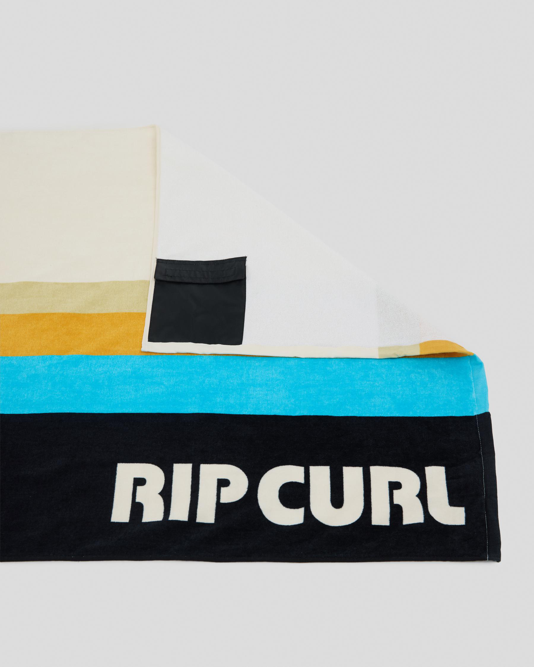 Serviette De Plage Rip Curl Surfers Essentials - Grande Taille 140x80 Cm En Coton, Frange Automatique | Bleu Avec Logo