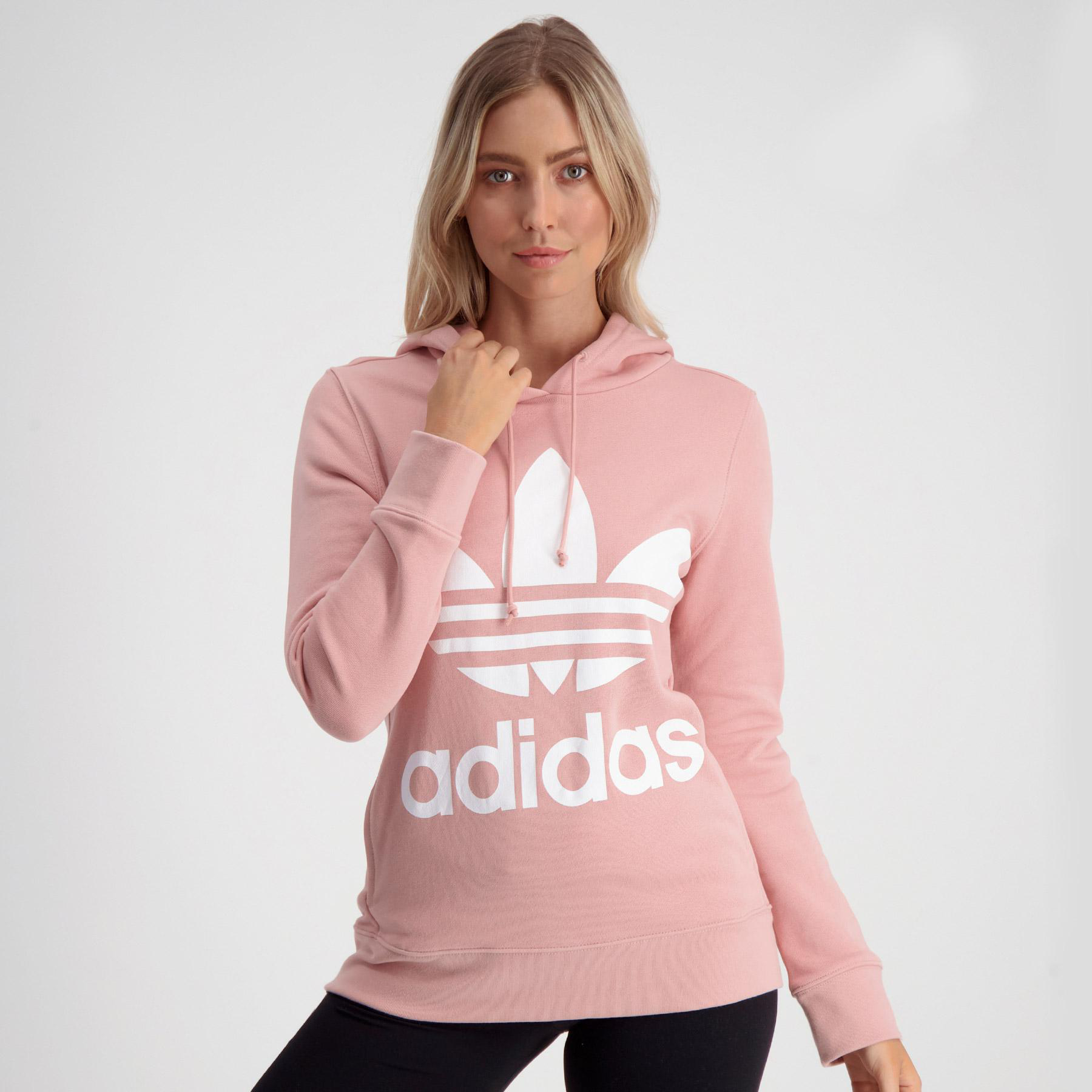 adidas trefoil hoodie pink