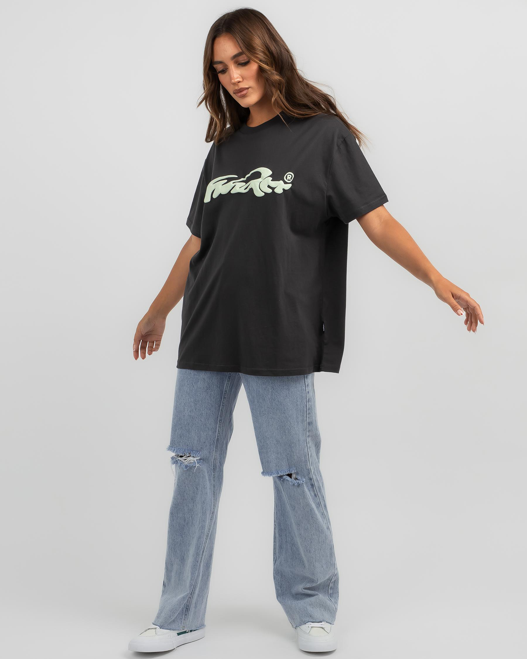 Shop Wndrr Influx Box Fit TShirt In Faded Black Fast Shipping & Easy