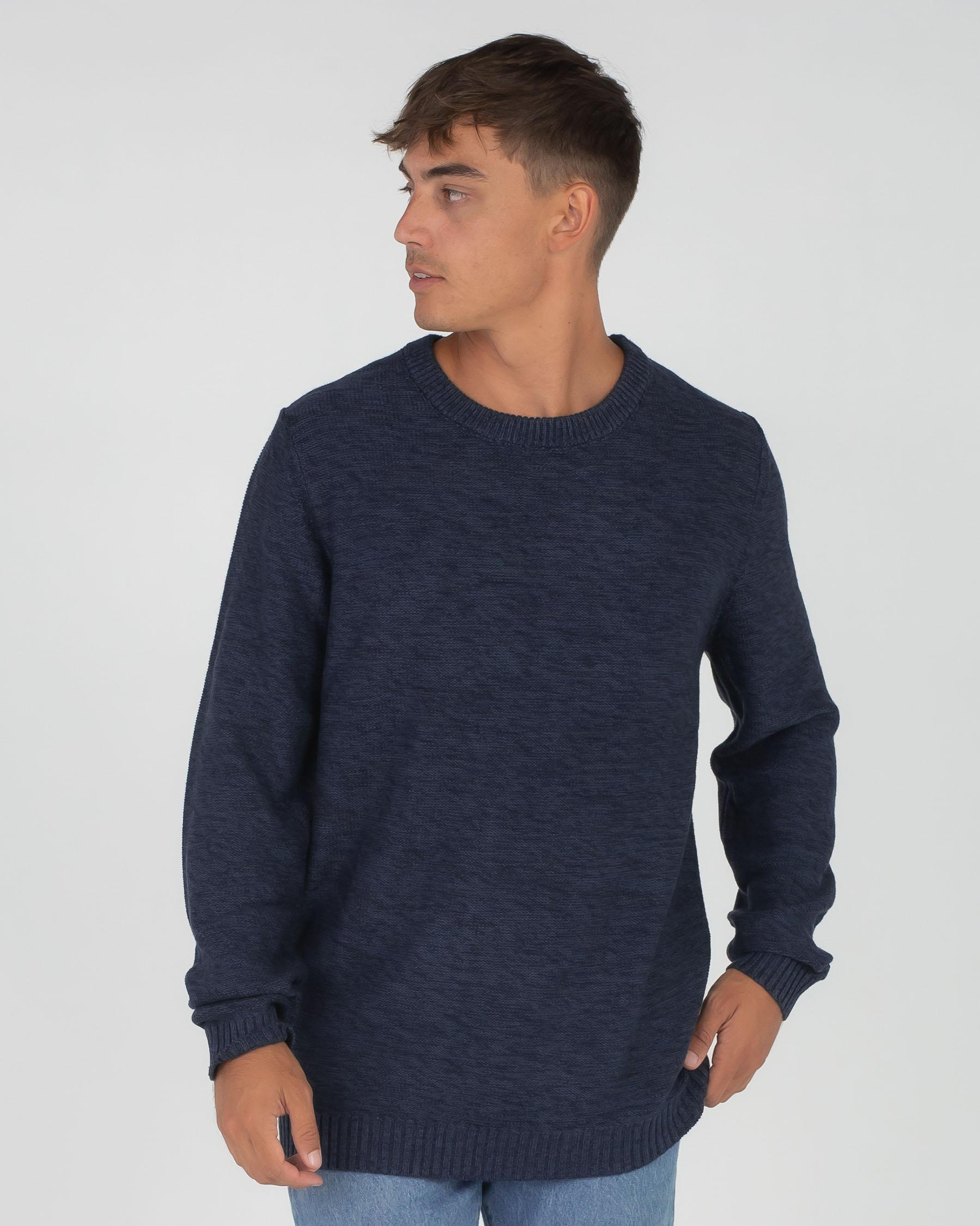 Shop Rusty Skyliner Crew Knit Sweatshirt In Dark Saphire - Fast ...