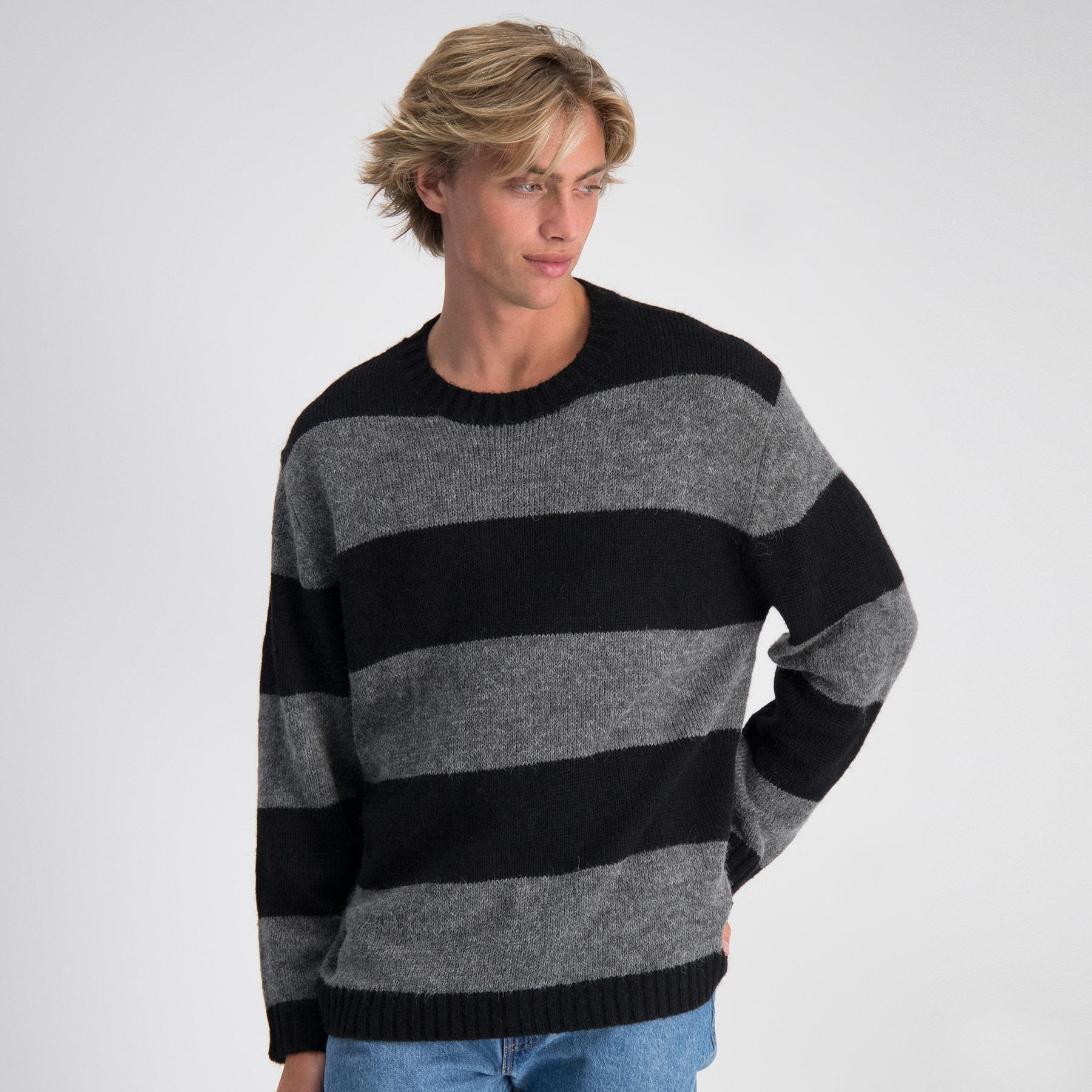 Shop Rusty Johnny Crew Knit Sweatshirt In Coal - Fast Shipping & Easy ...