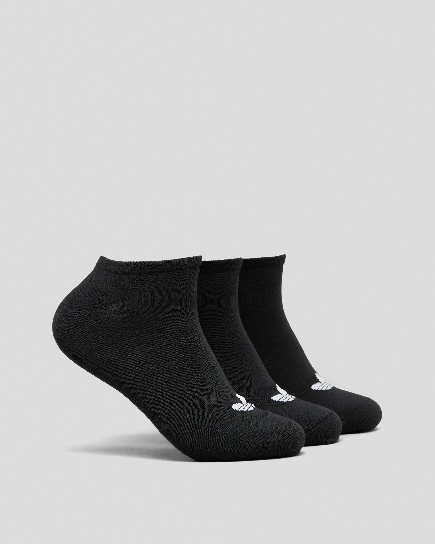 Adidas Trefoil Liner Socks 3 Pack In Black/black/white - Fast Shipping ...