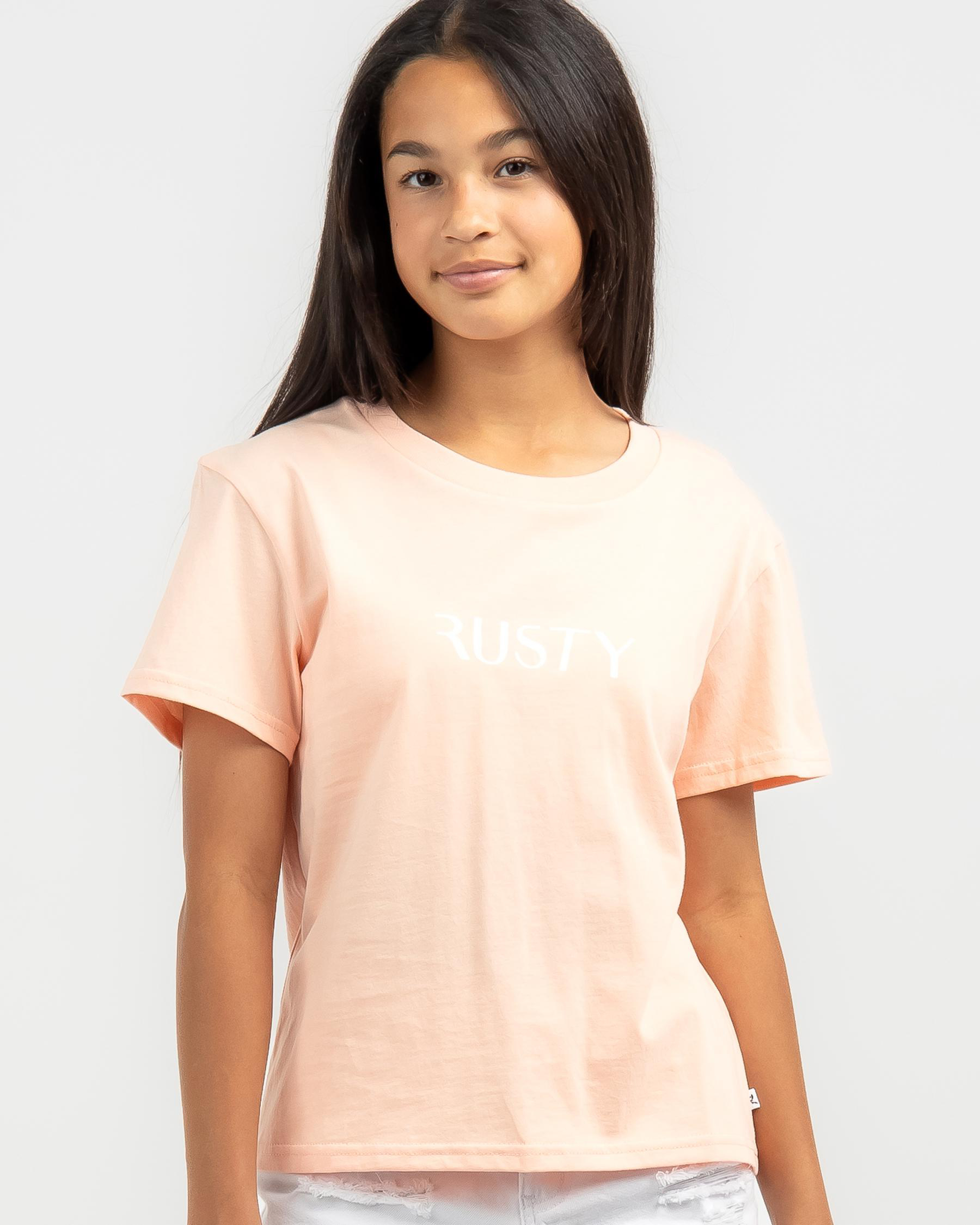 Shop Rusty Girls' Signature Relaxed T-Shirt In Peach - Fast Shipping ...