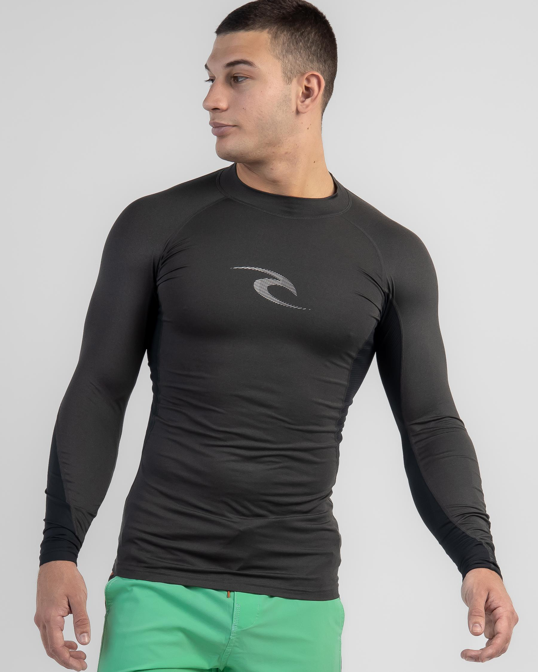 Shop Rip Curl Waves Long Sleeve Rash Vest In Black Marle Fast