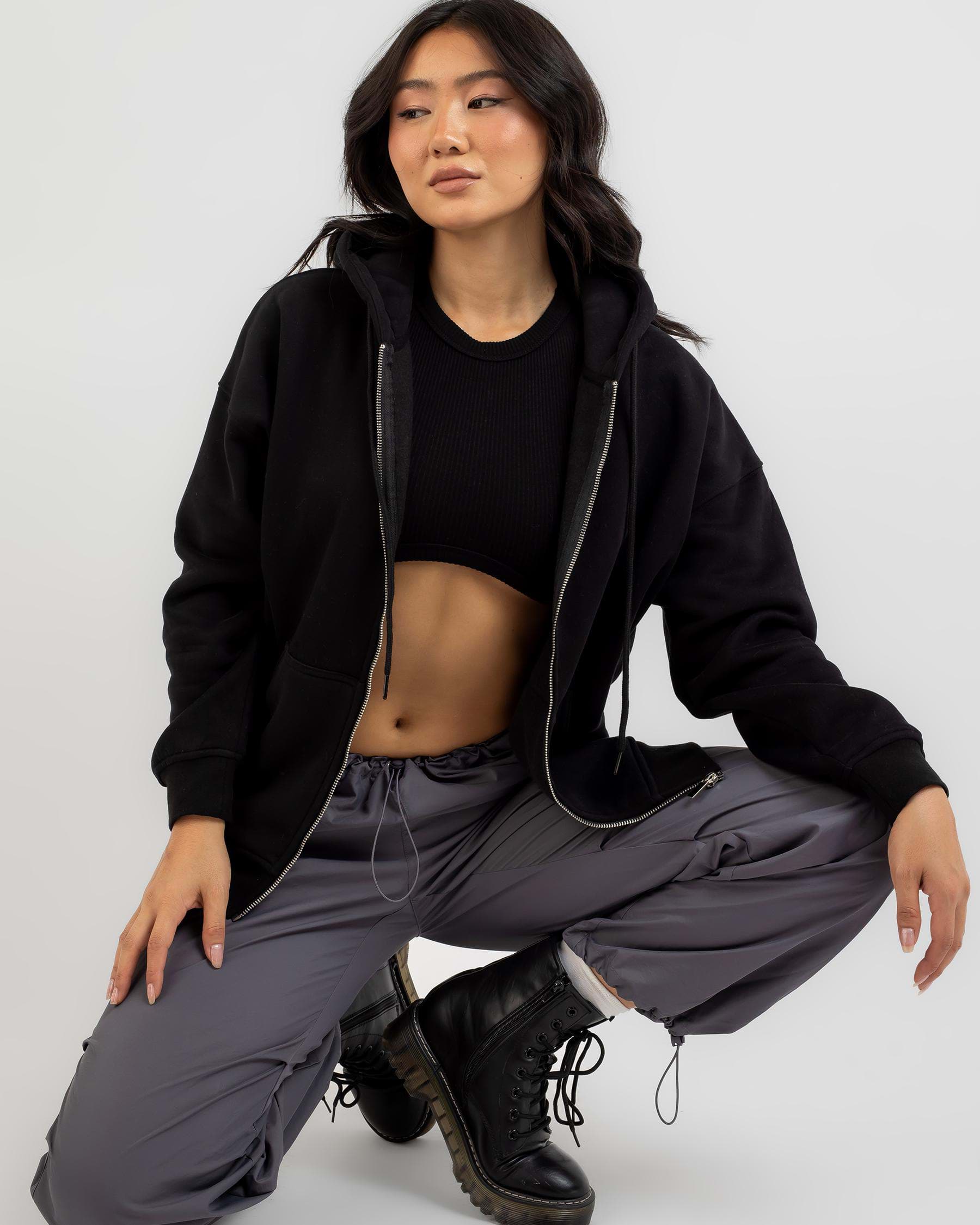 Ava And Ever Freddie Zip Up Sweat In Black - Fast Shipping & Easy ...