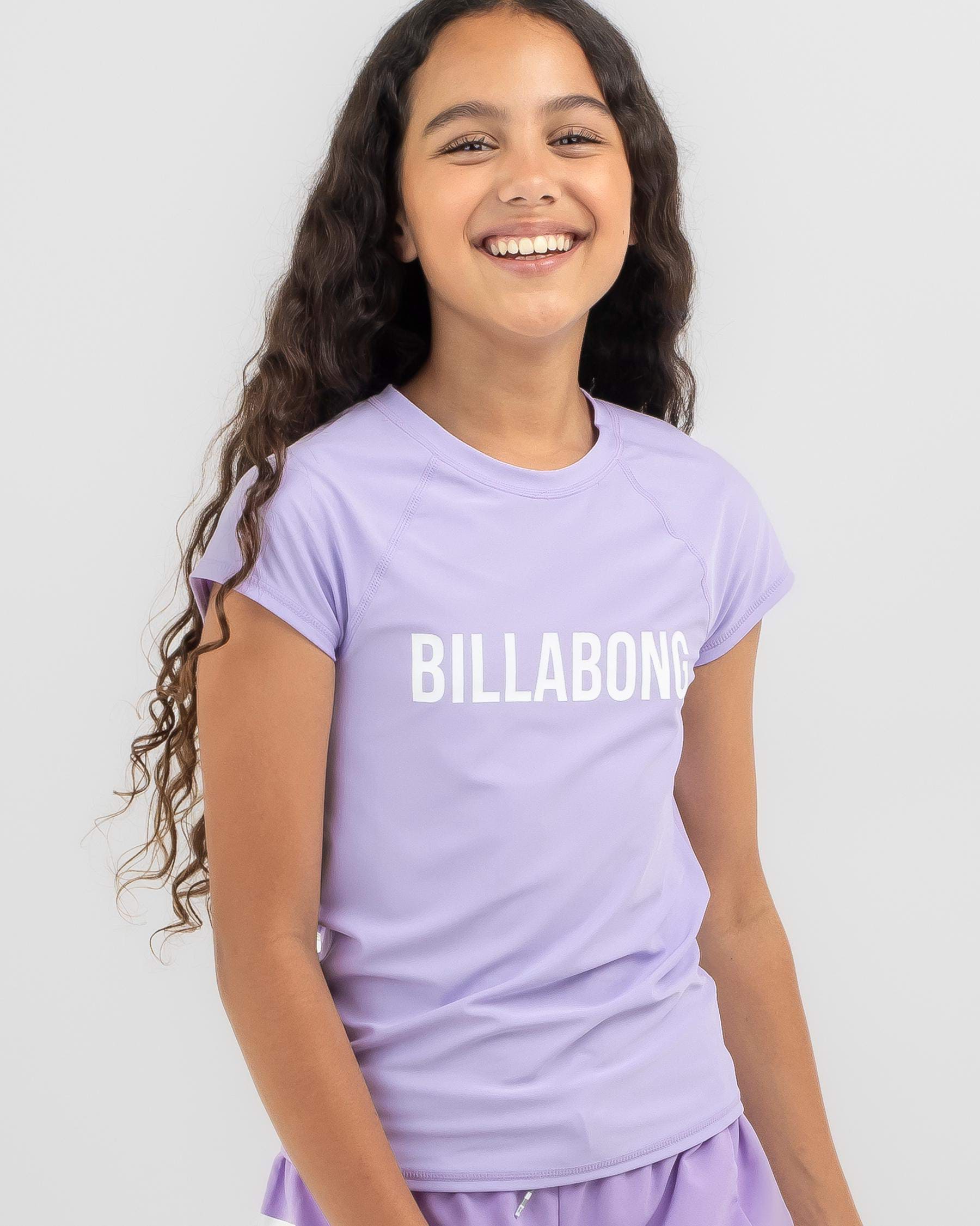 Billabong Girls' Heat Wave Rash Vest In Lilac Breeze - Fast Shipping ...