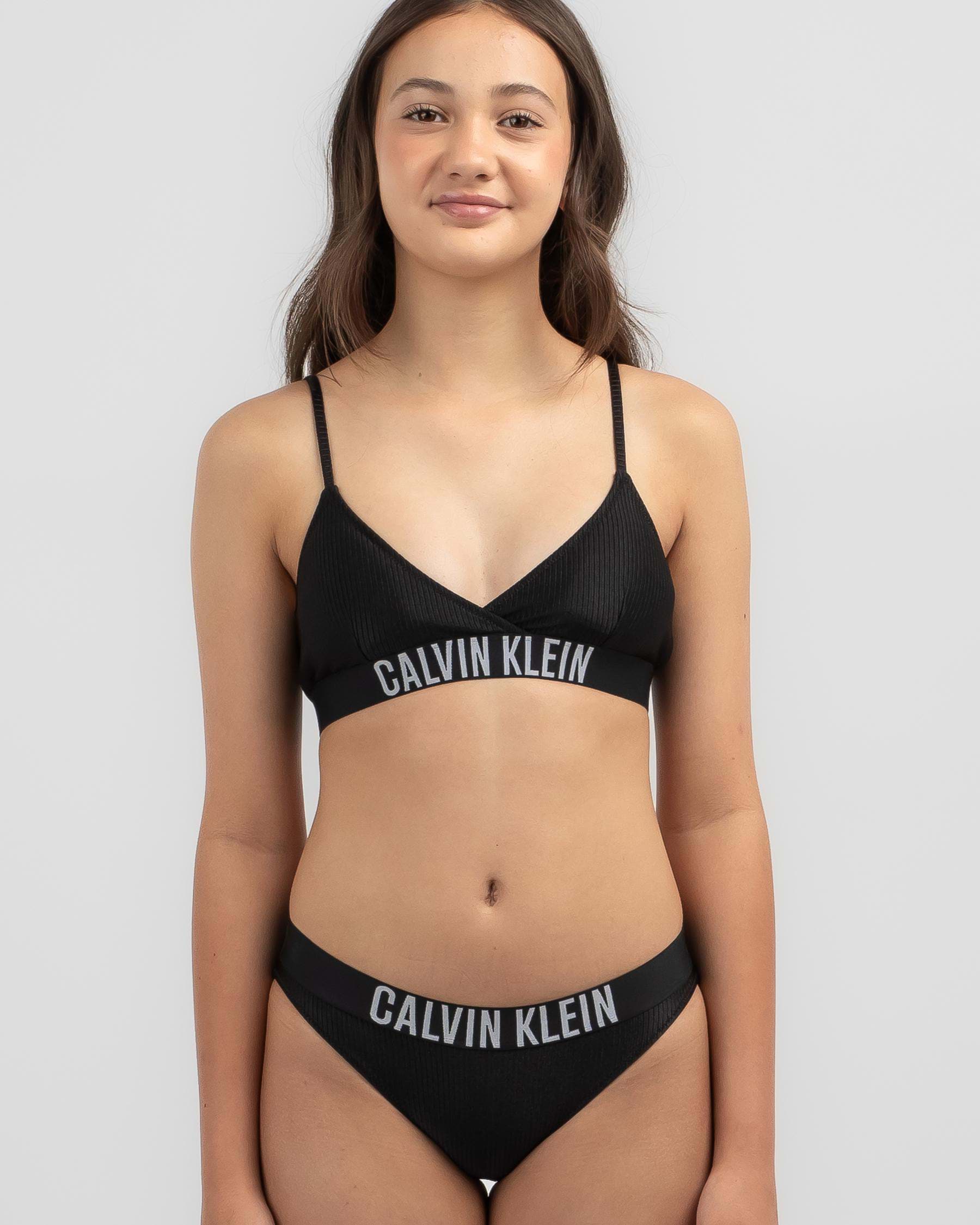 & Beach FREE* Cross Set Bikini States Black Triangle Girls\' Over Calvin Shipping Klein City - - Returns In Pvh Easy United