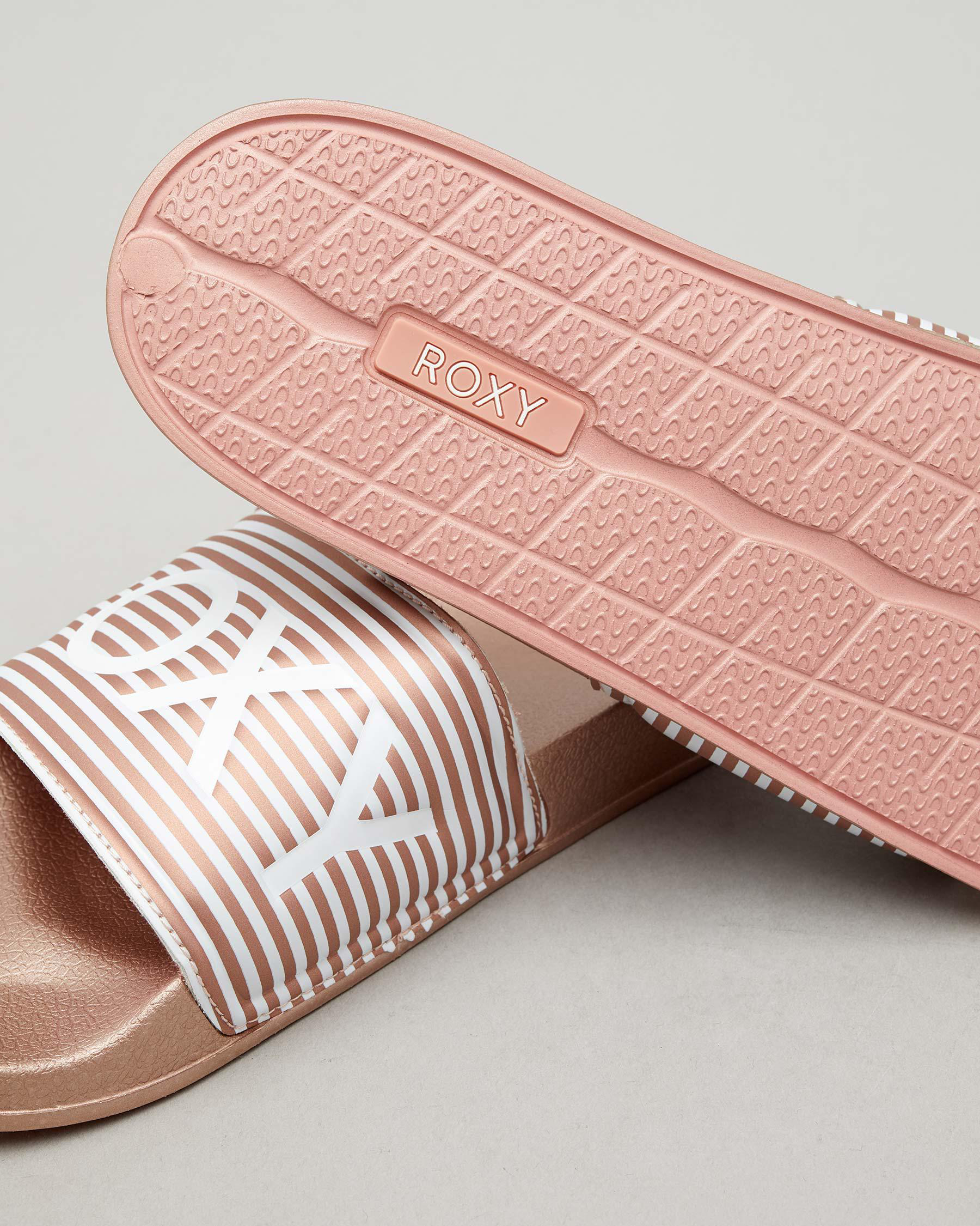 Shop Roxy Womens Roxy Slippy Slide Sandals In Rose Shadow (Rsd) - Fast ...