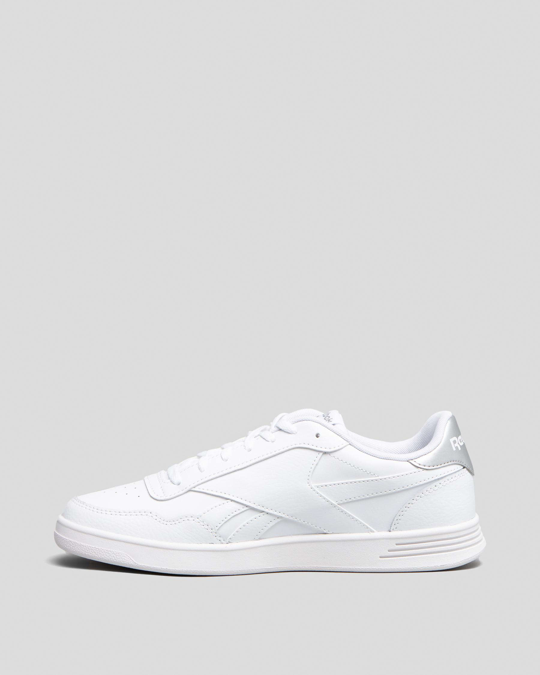 Reebok Womens Court Advance Shoes In White/white/silver Met. - Fast ...