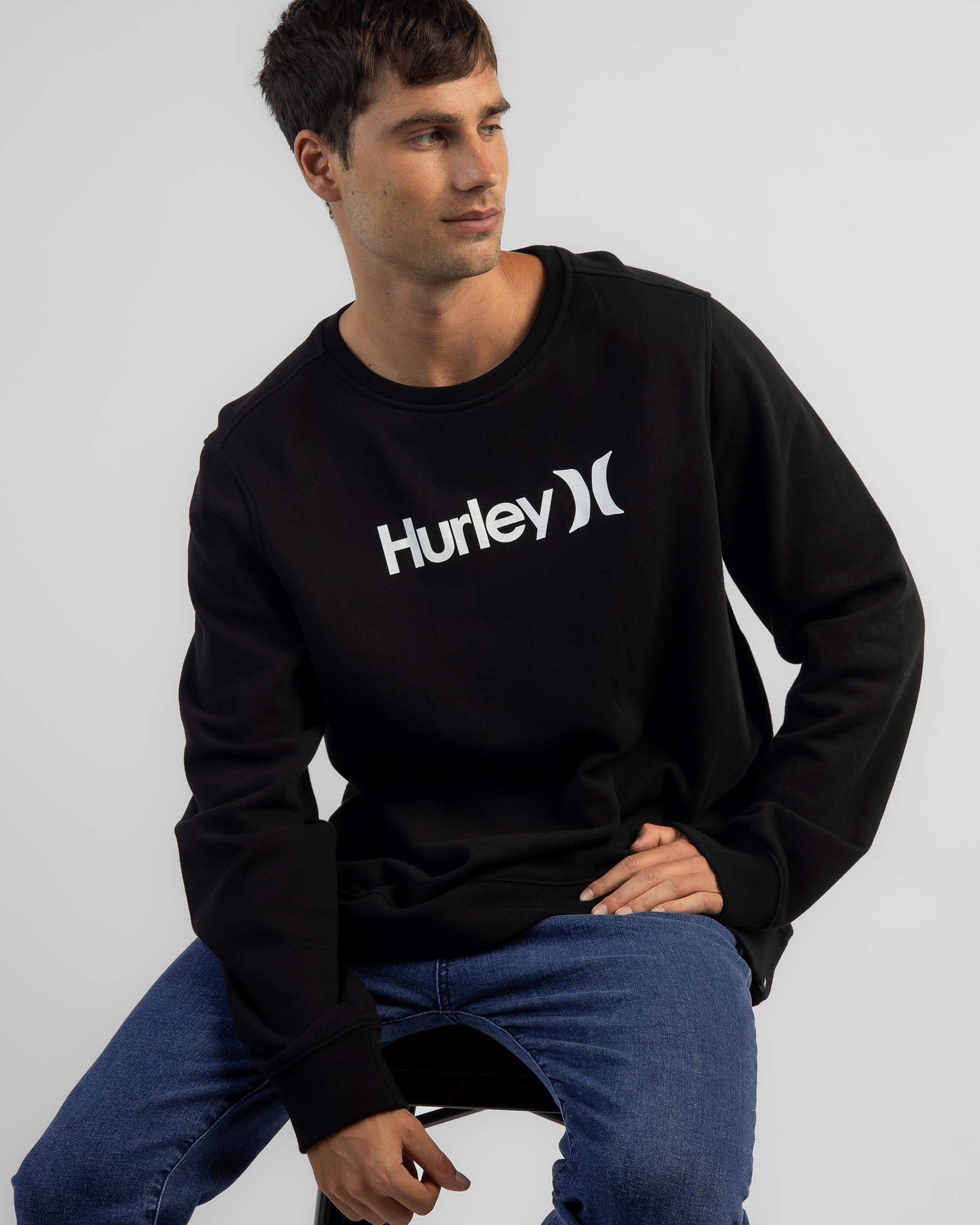 Shop Hurley One And Only Solid Crew Sweatshirt In Black - Fast Shipping ...