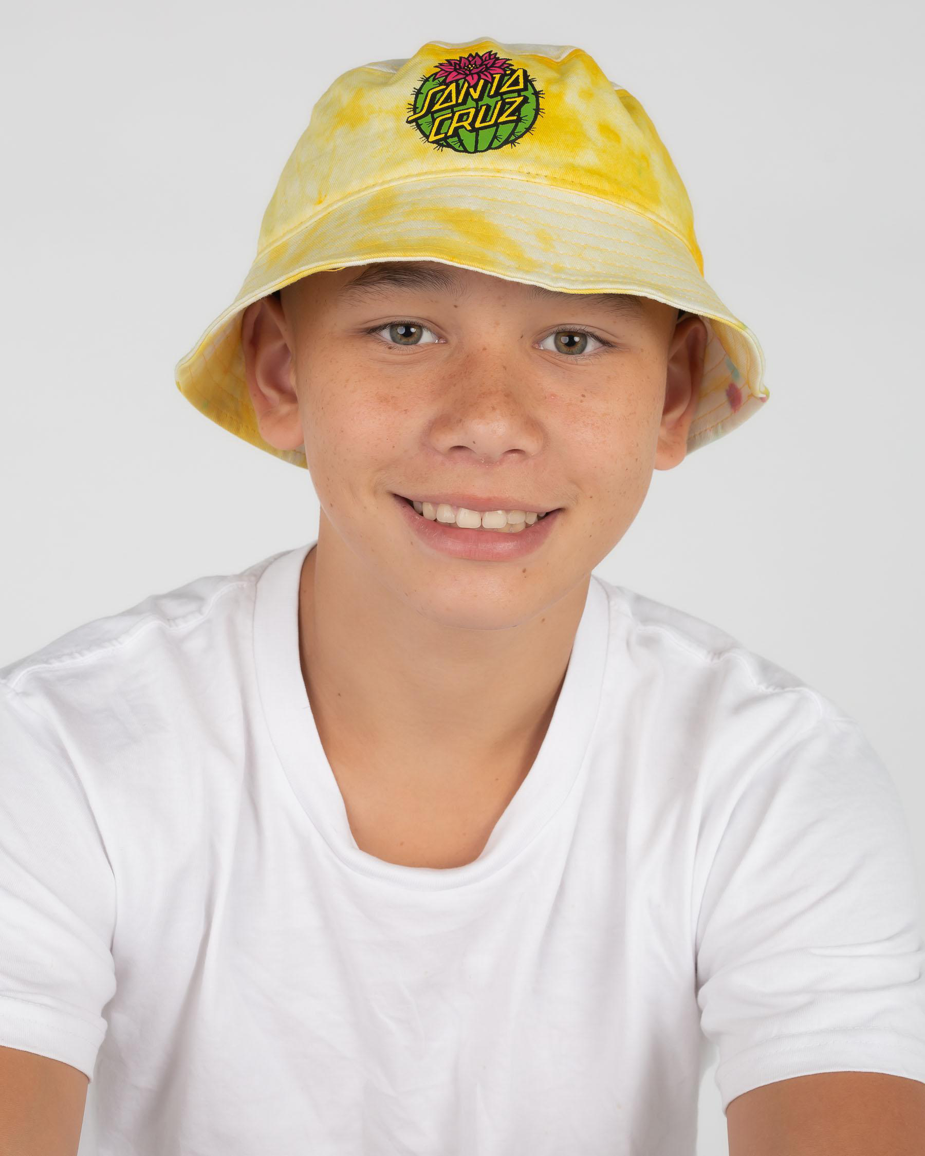 Shop Santa Cruz Youth Cactus Dot Bucket Hat In Gelato Fast Shipping