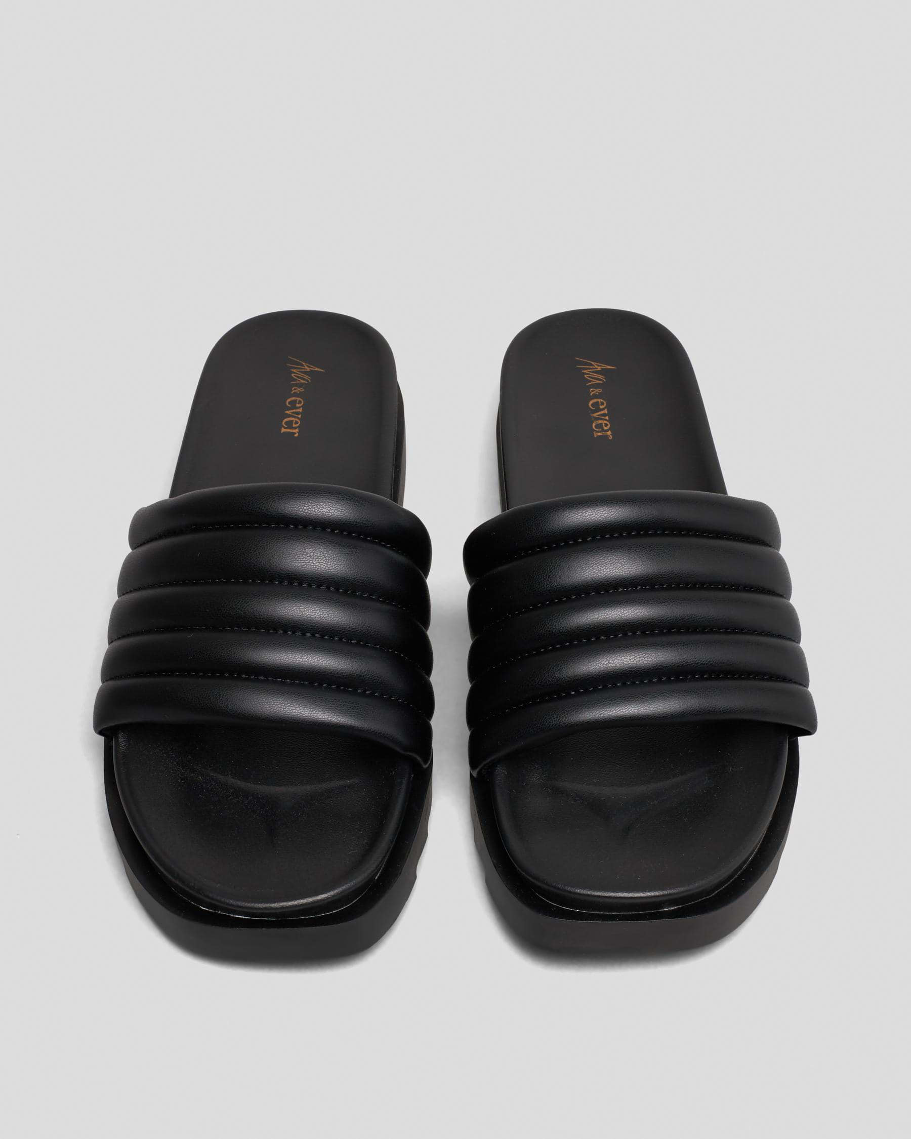 Ava And Ever Cairo Slide Sandals In Black - Fast Shipping & Easy ...