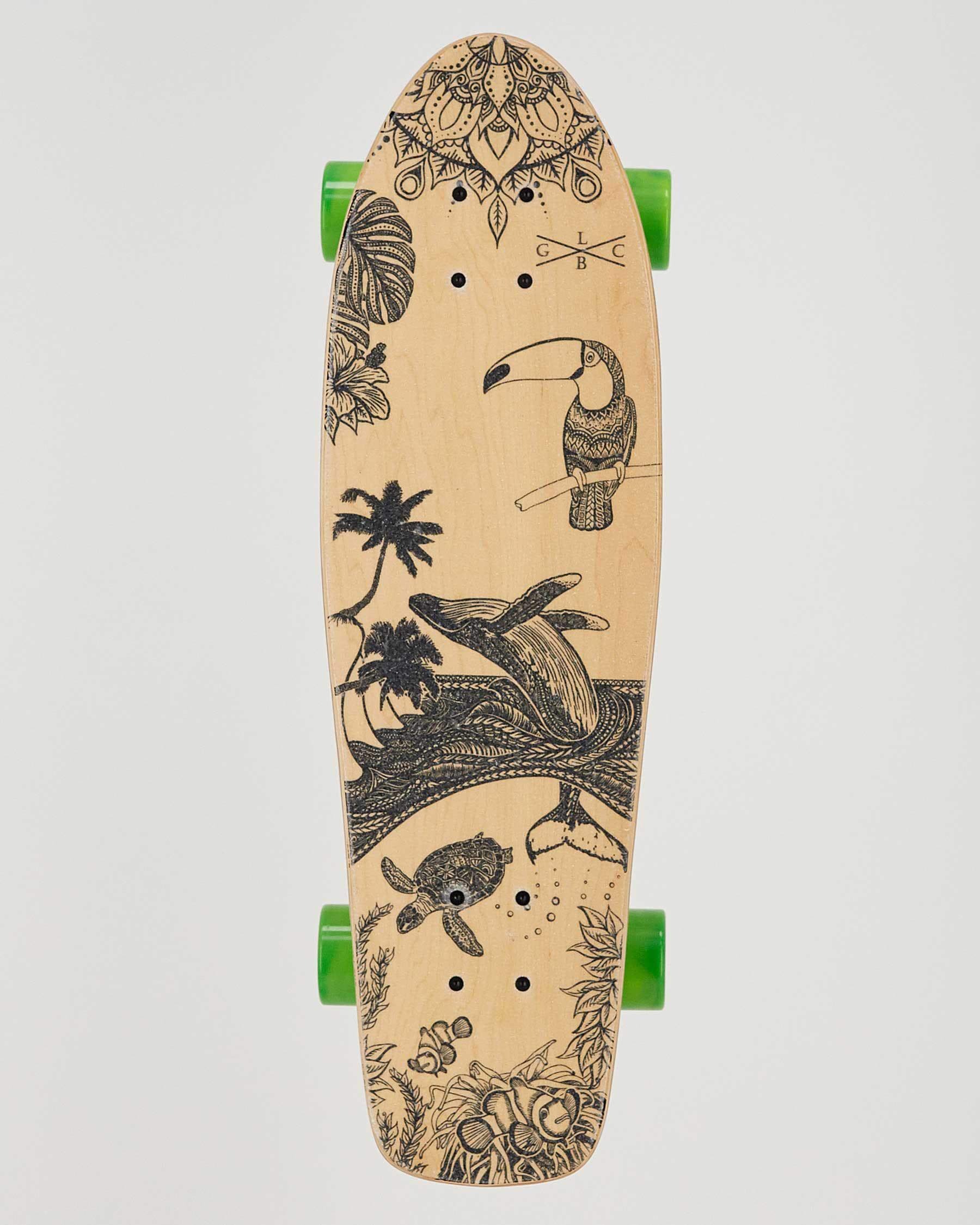 Shop Gold Coast Longboards Majestic 28" Cruiser Skateboard In Natural/black/green Fast