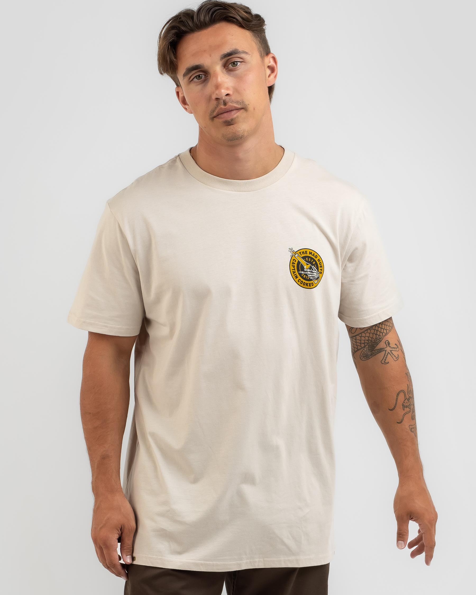 Shop The Mad Hueys Captain Cooked T-Shirt In Cement - Fast Shipping ...