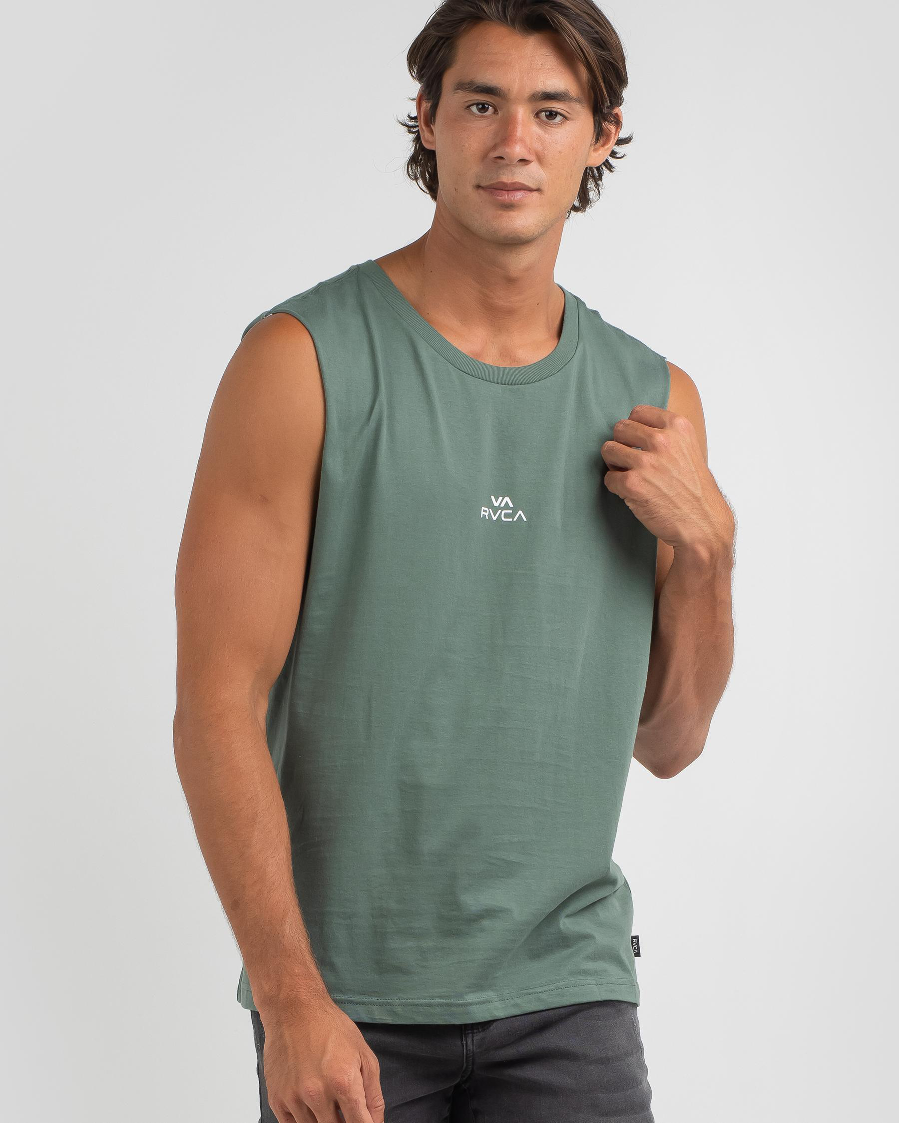 Shop RVCA Slice Muscle Tank In Balsam Green Fast Shipping & Easy