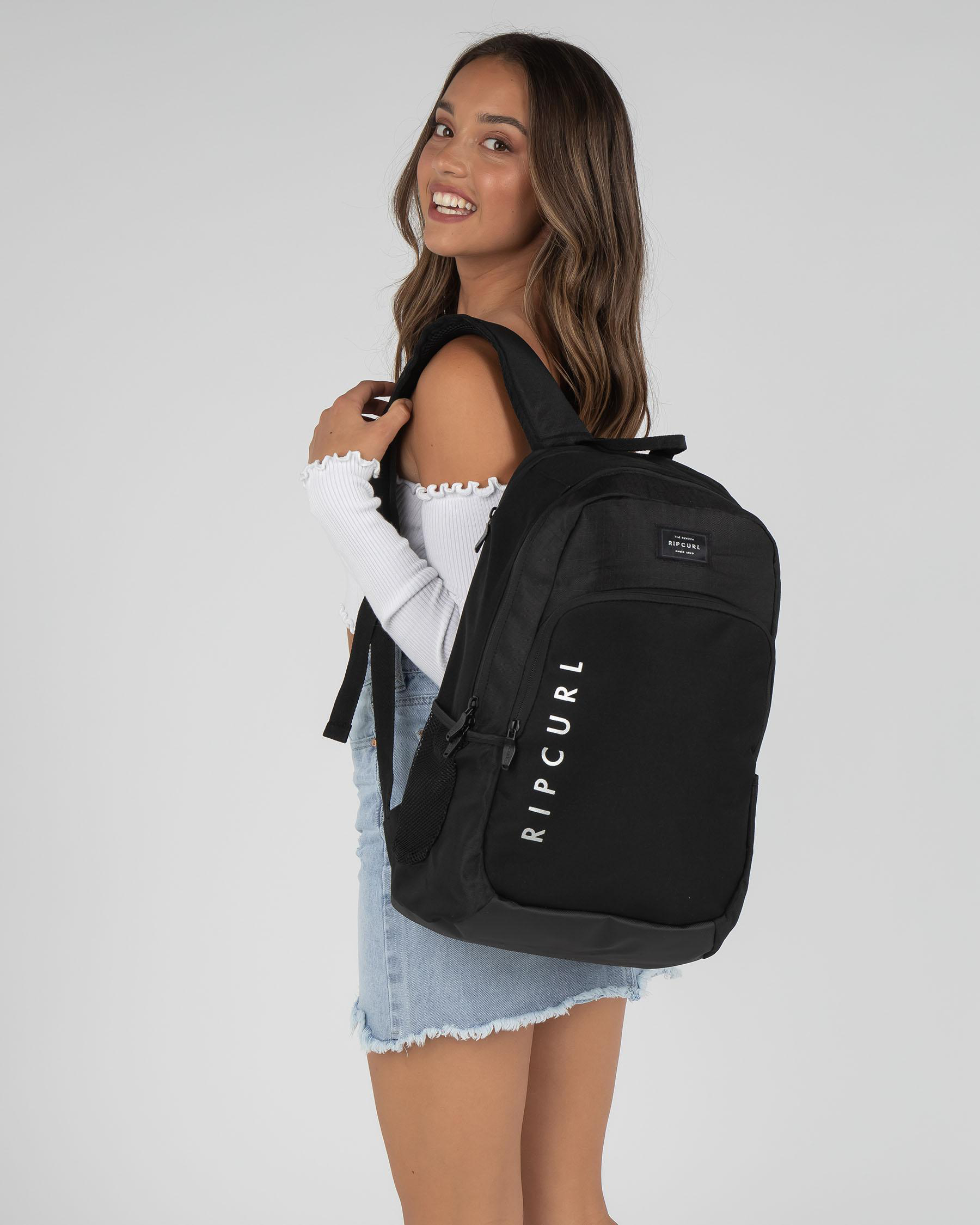 Shop Rip Curl Ozone Rose Backpack In Black/silver - Fast Shipping