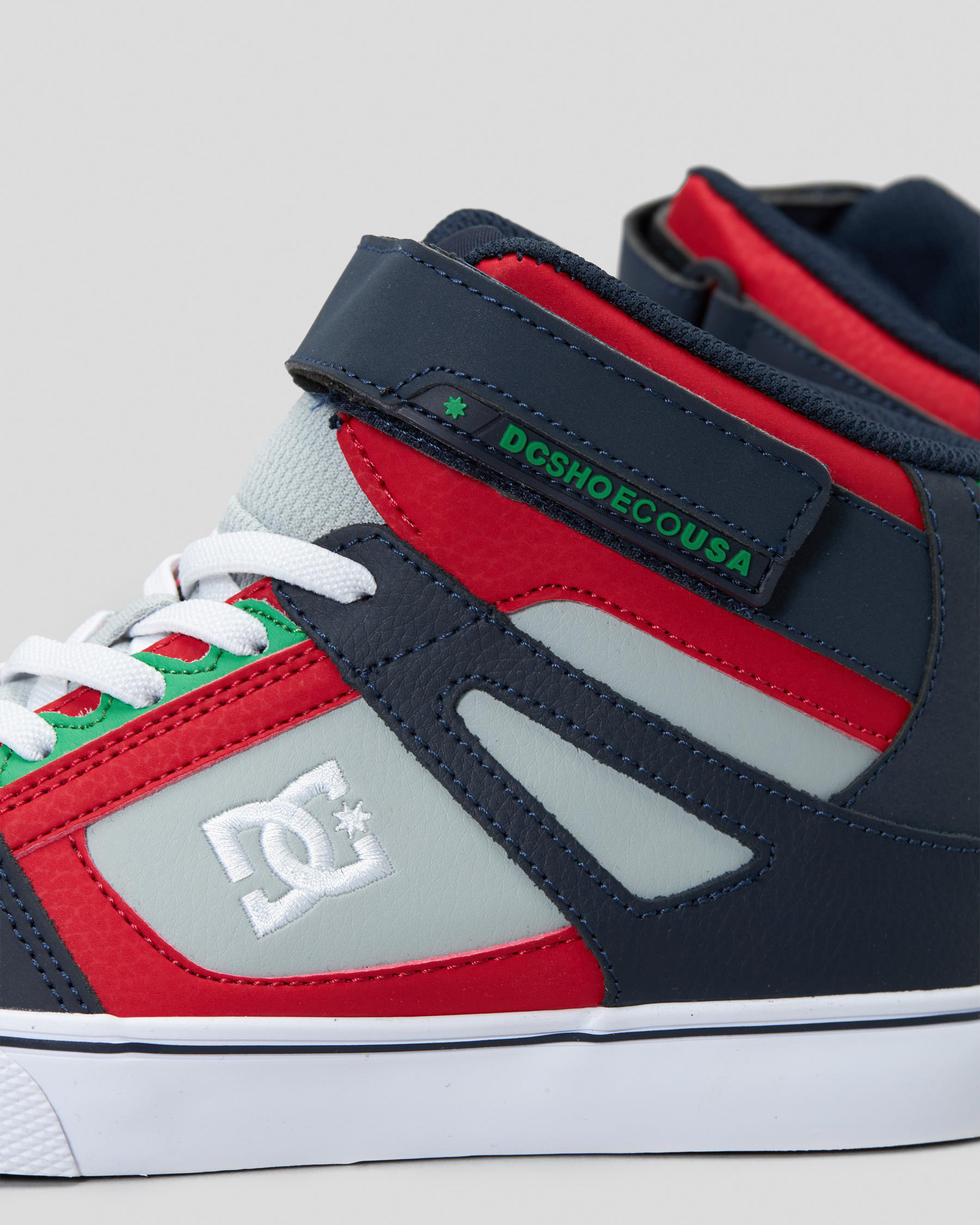 Shop DC Shoes Boys' Pure Hi-Top EV Shoes In Black/white/green - Fast