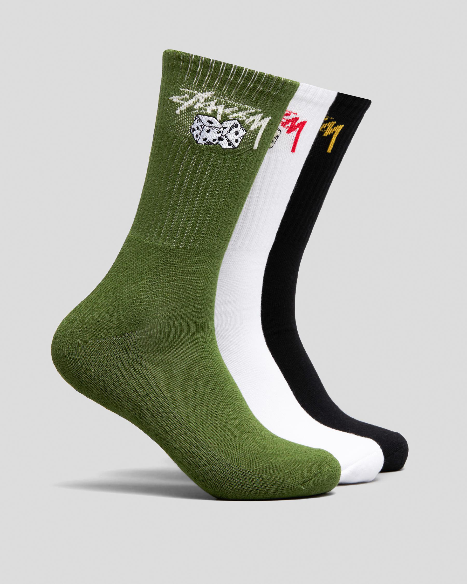 Stussy Roll The Dice Crew Socks 3 Pack In Multi - Fast Shipping & Easy ...