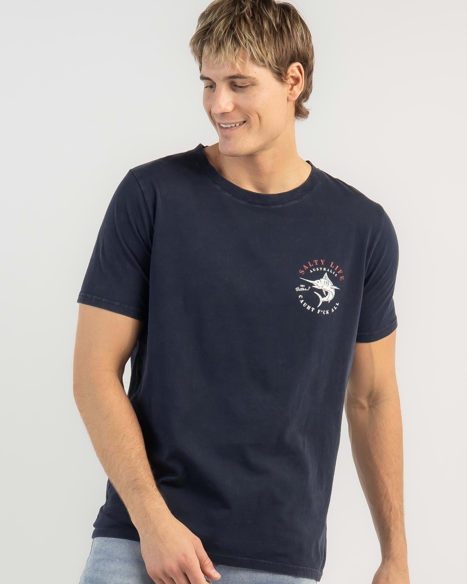 Shop Salty Life Any Bites T-Shirt In Navy Acid - Fast Shipping & Easy ...