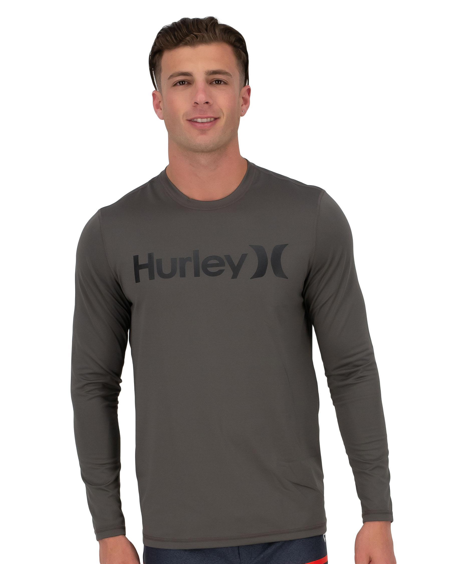 Shop Hurley One & Only Long Sleeve Rash Vest In Iron Grey Fast