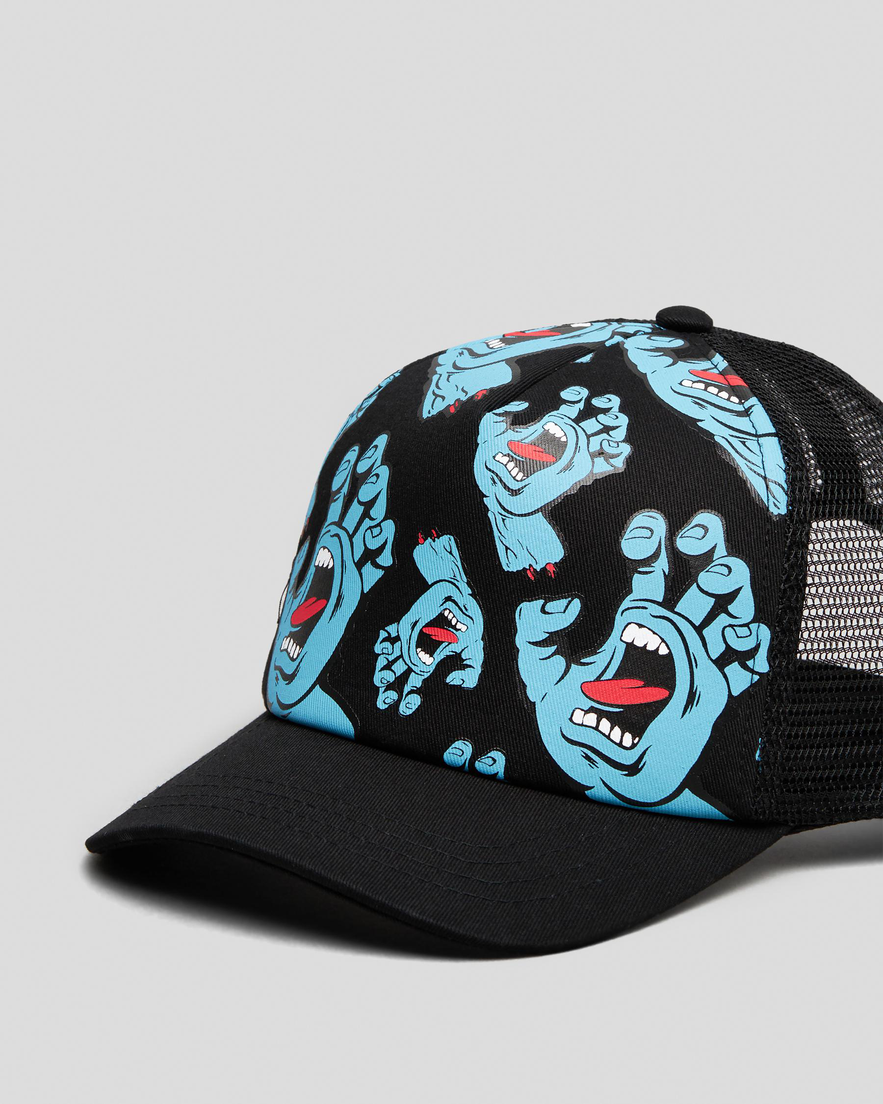 Santa Cruz Screaming Hand All Over Trucker Cap In Black - FREE