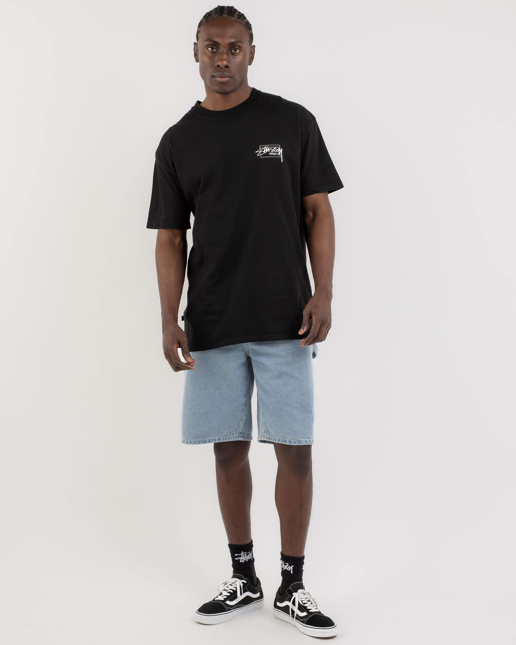 Shop Stussy Designs 50-50 T-Shirt In Pigment Black - Fast Shipping ...