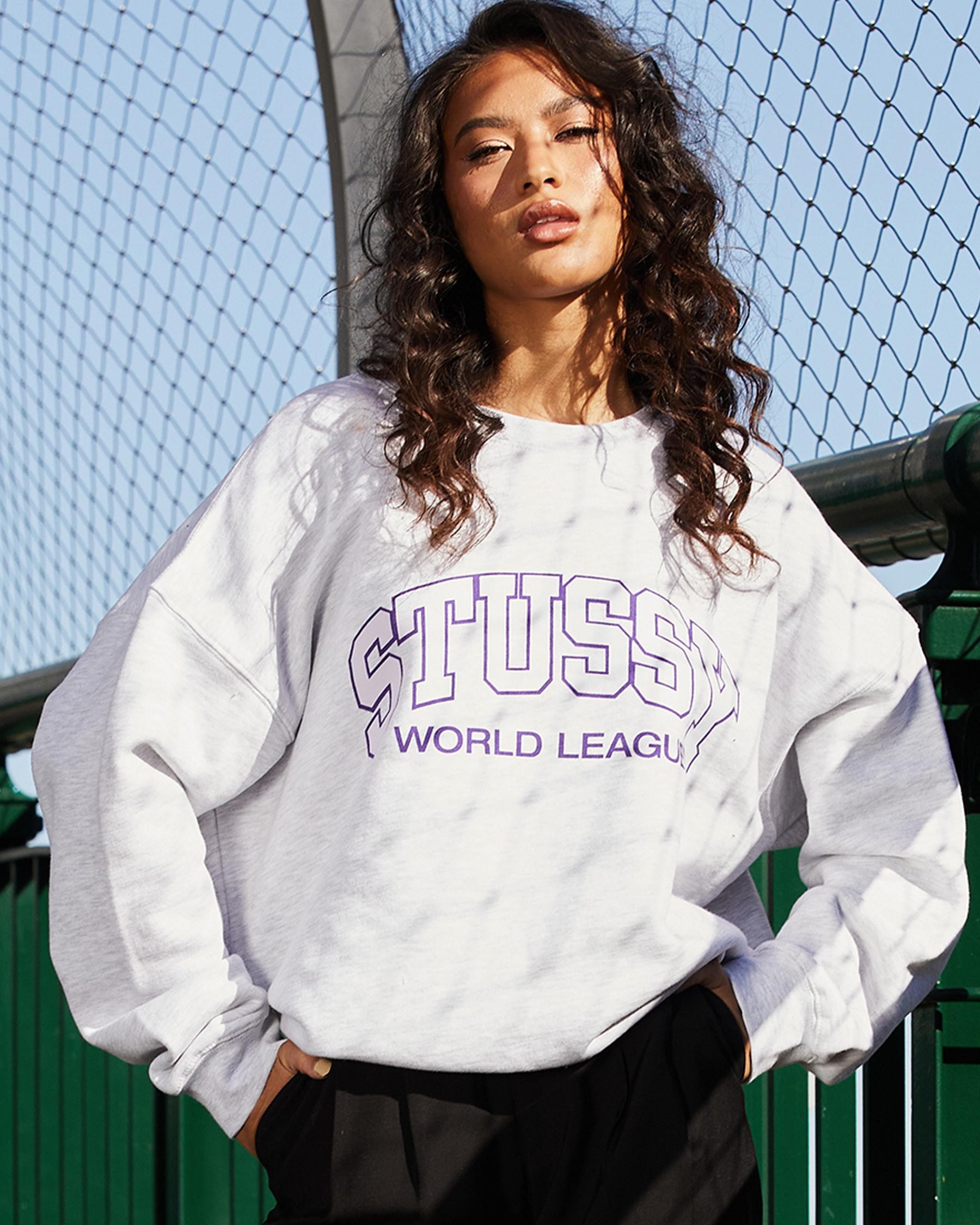 Stussy World League Oversized Sweatshirt In Snow Marle - Fast Shipping ...