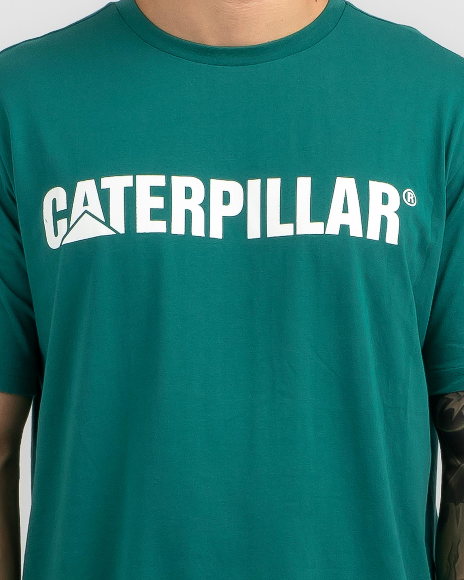 Shop Cat Caterpillar Logo TShirt In Alpine Greenwhite Fast Shipping & Easy Returns City