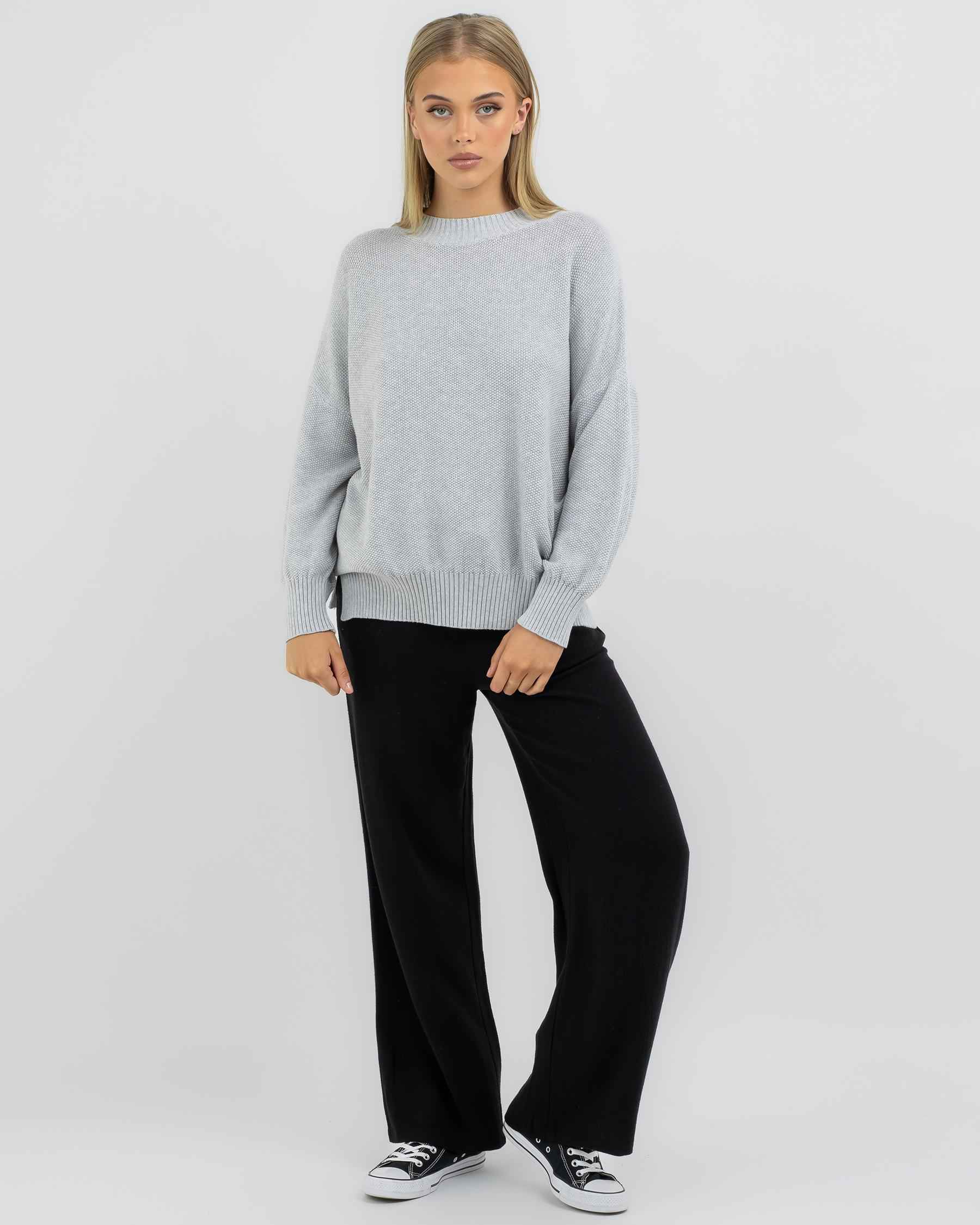 Rip Curl Wander Knit Jumper In Light Grey Heather FREE* Shipping