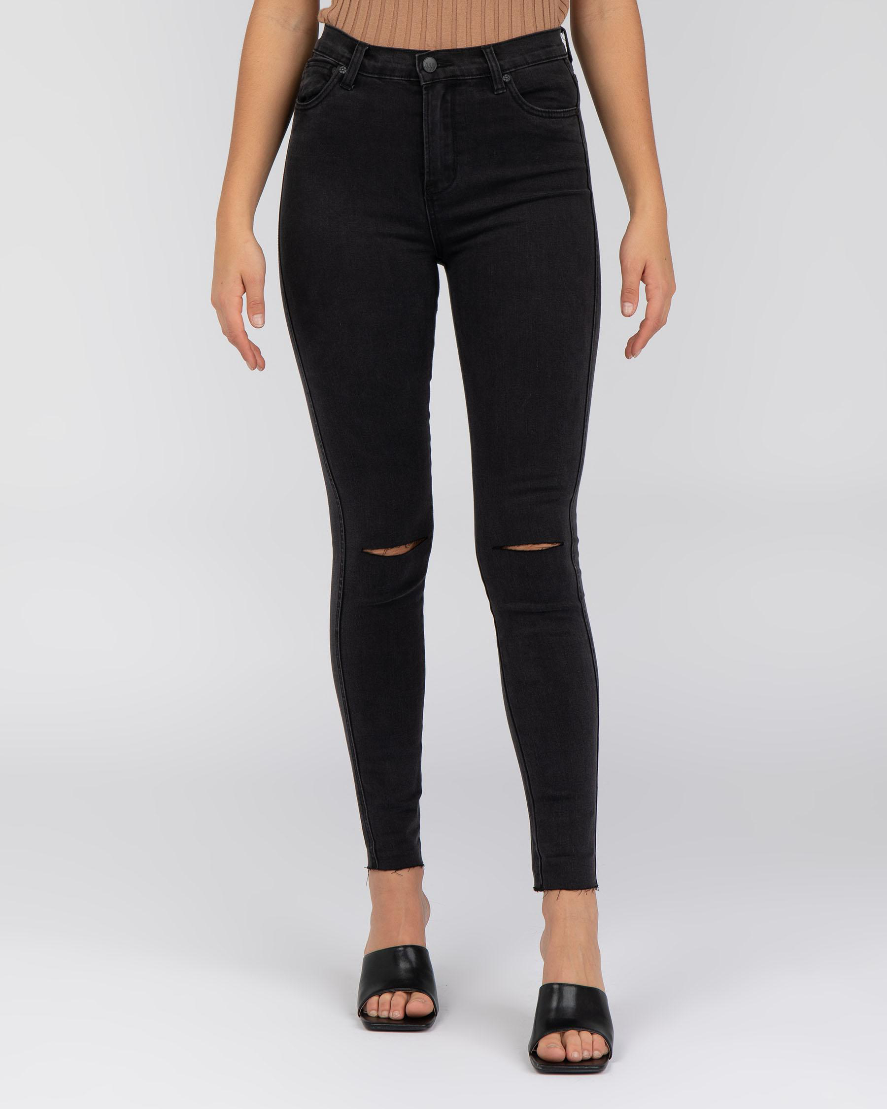 Ziggy Denim Swizzle Sticks High Rise Skinny Jeans In Black Stone Slash
